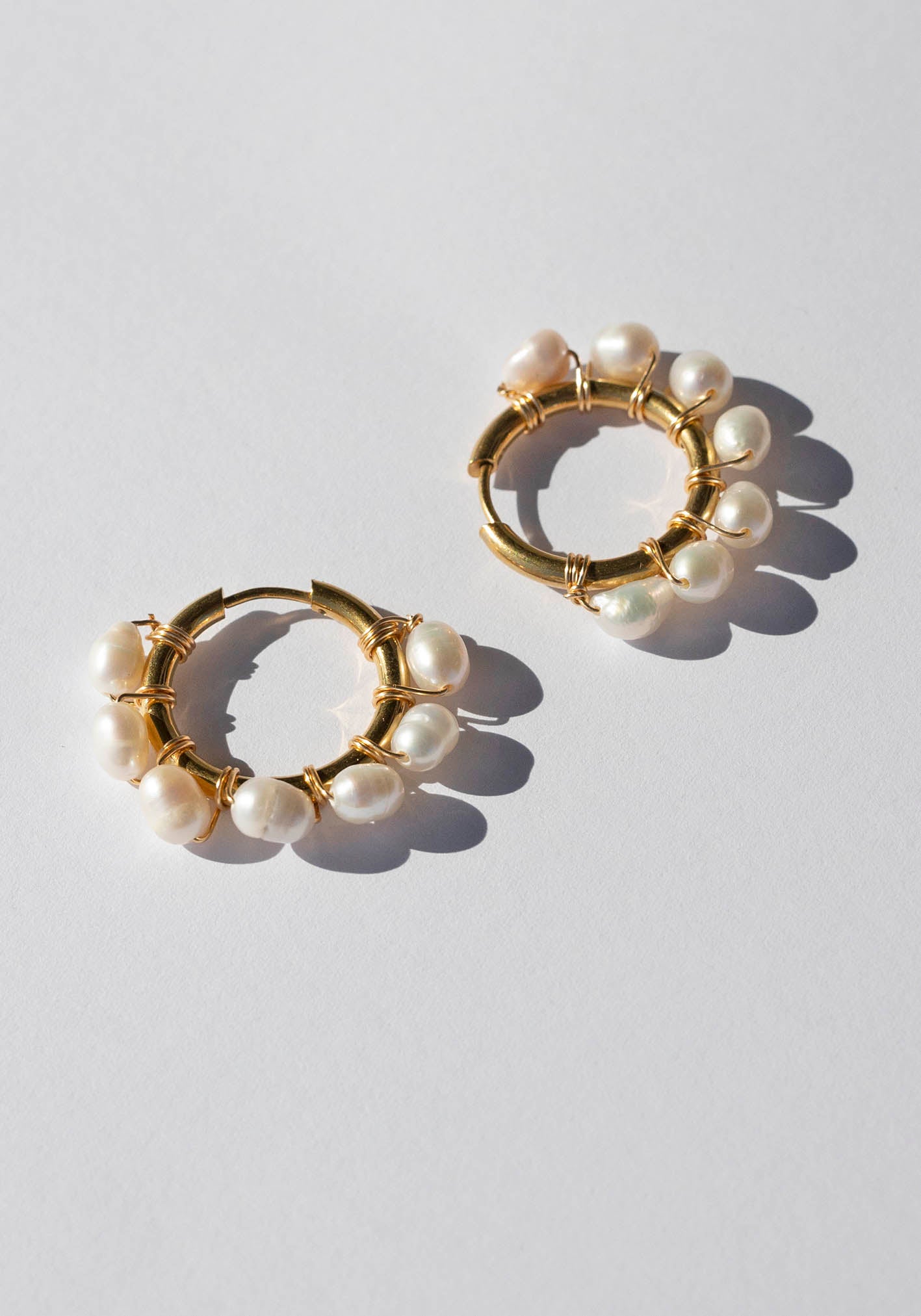 Fresh Water Pearl Hoop Earrings