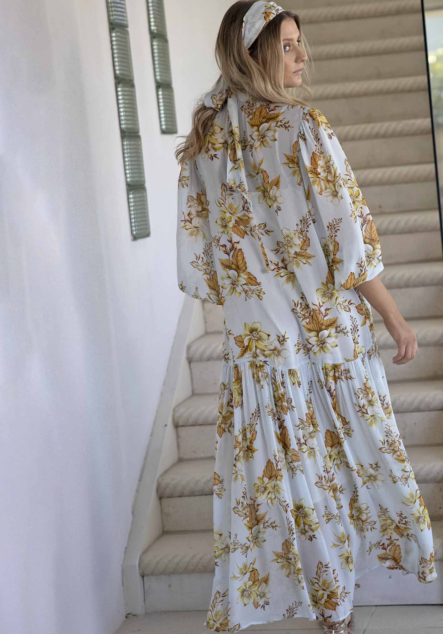 Illustration Floral Button Through Maxi Dress