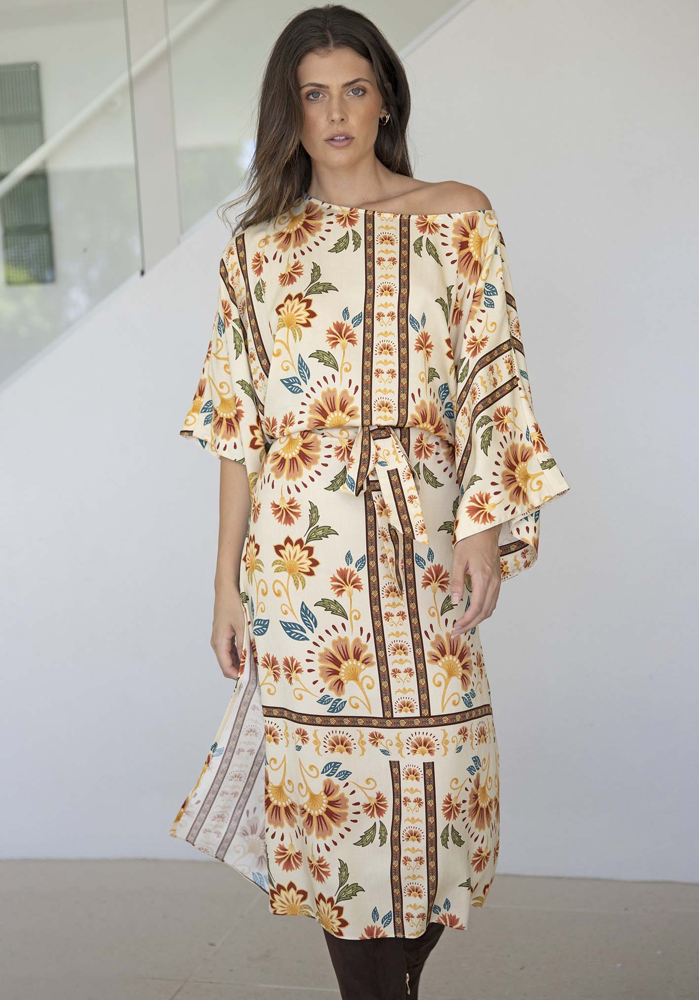 Luminosity Cream Floral Tie Dress