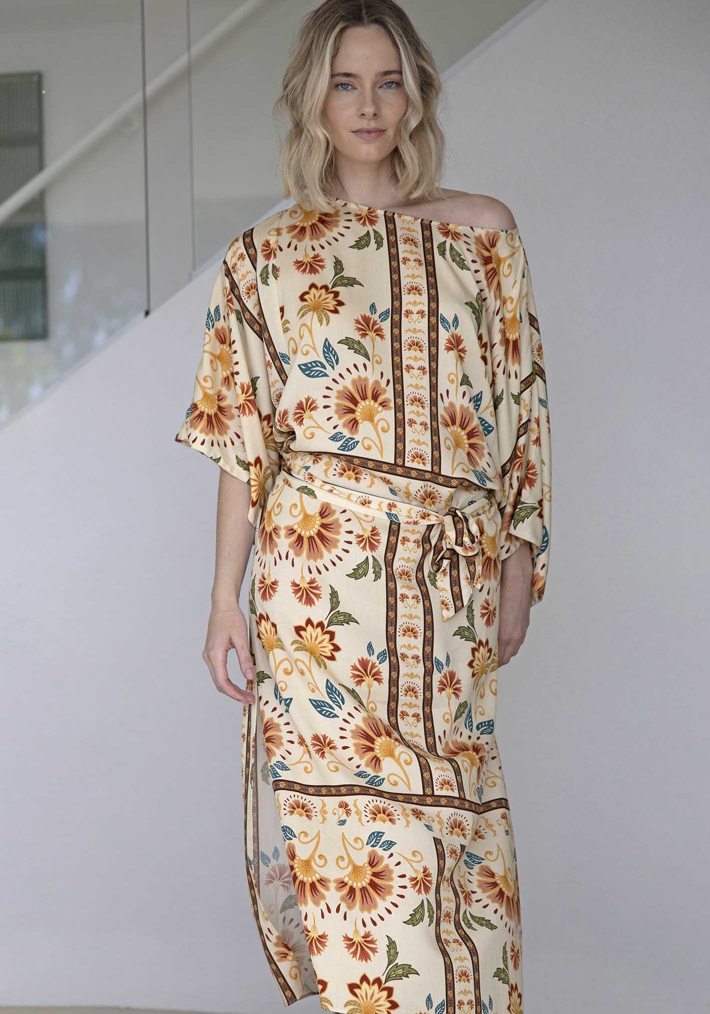 Luminosity Cream Floral Tie Dress