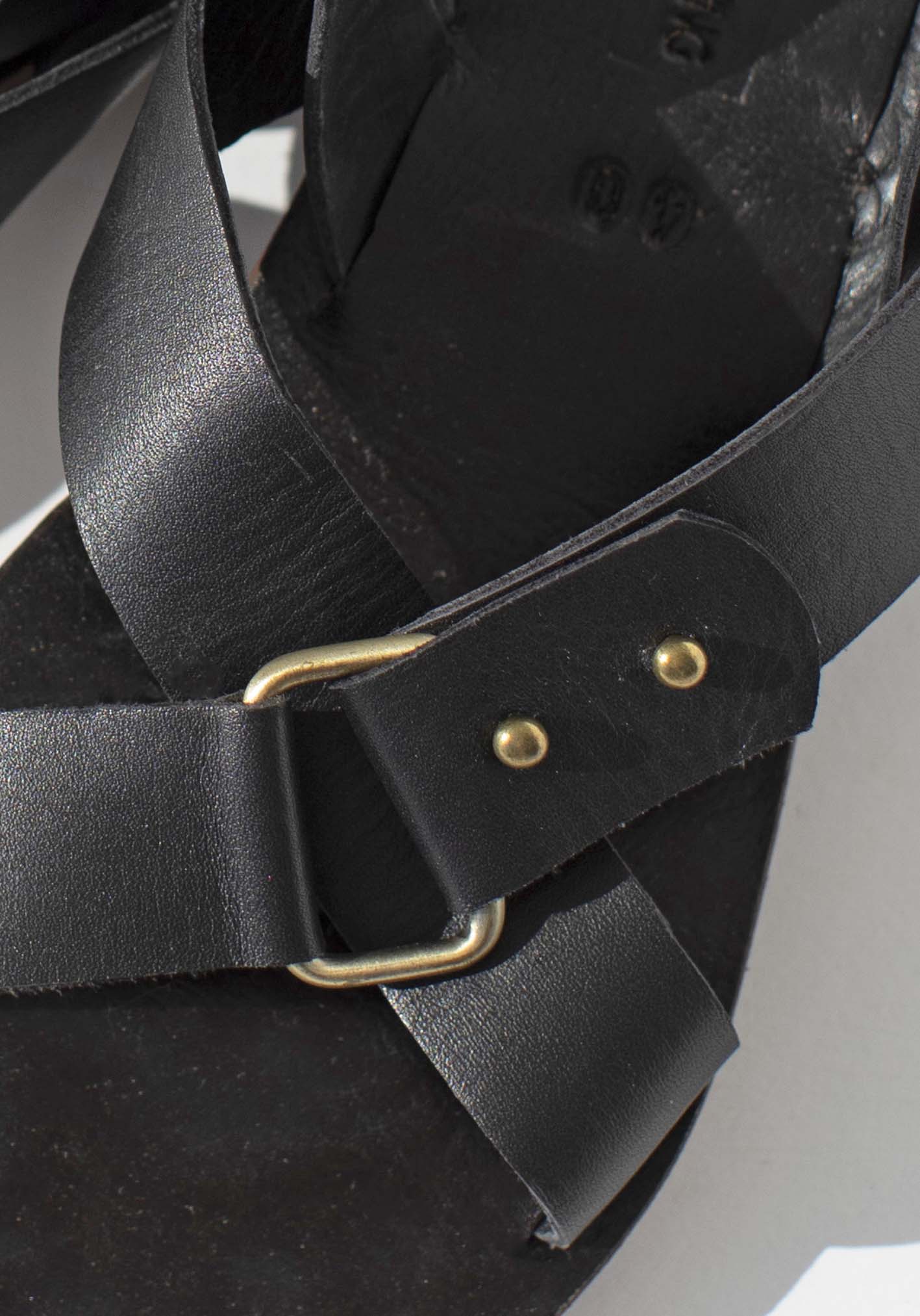 Melodie Black Leather Sandal