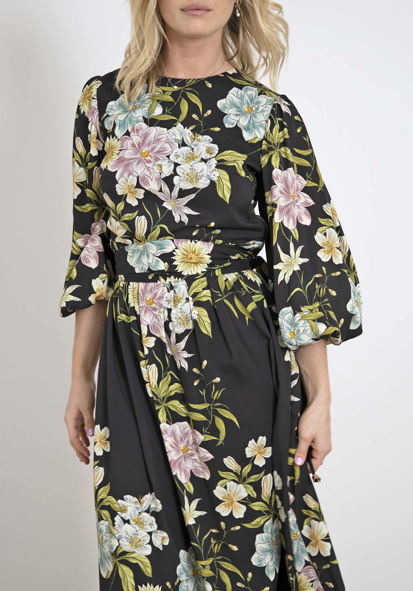 Night Garden Black Floral Maxi Dress
