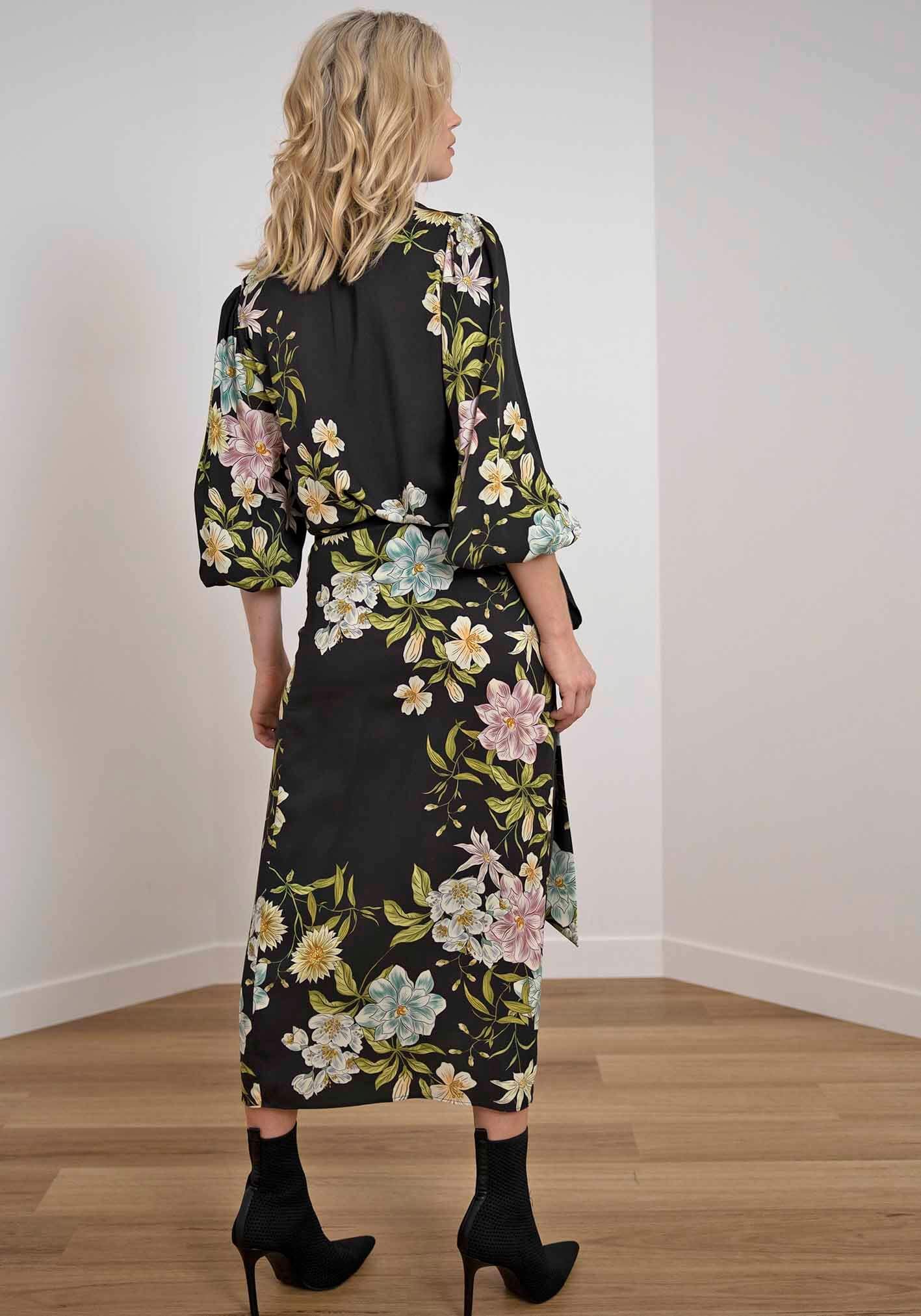 Night Garden Floral Blouse & Midi Skirt Set