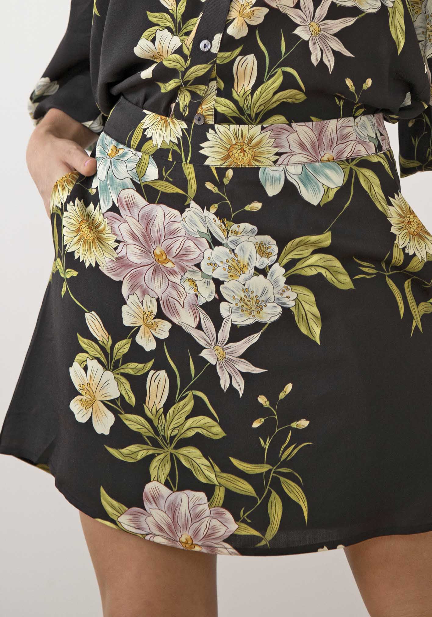 Night Garden Floral Mini Skirt