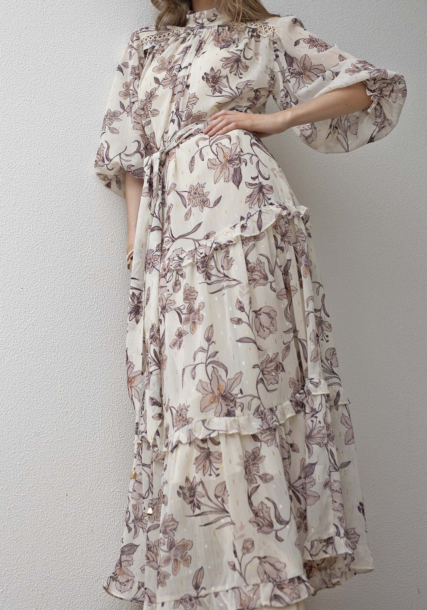 Plaza Floral Maxi Dress with Sleeve