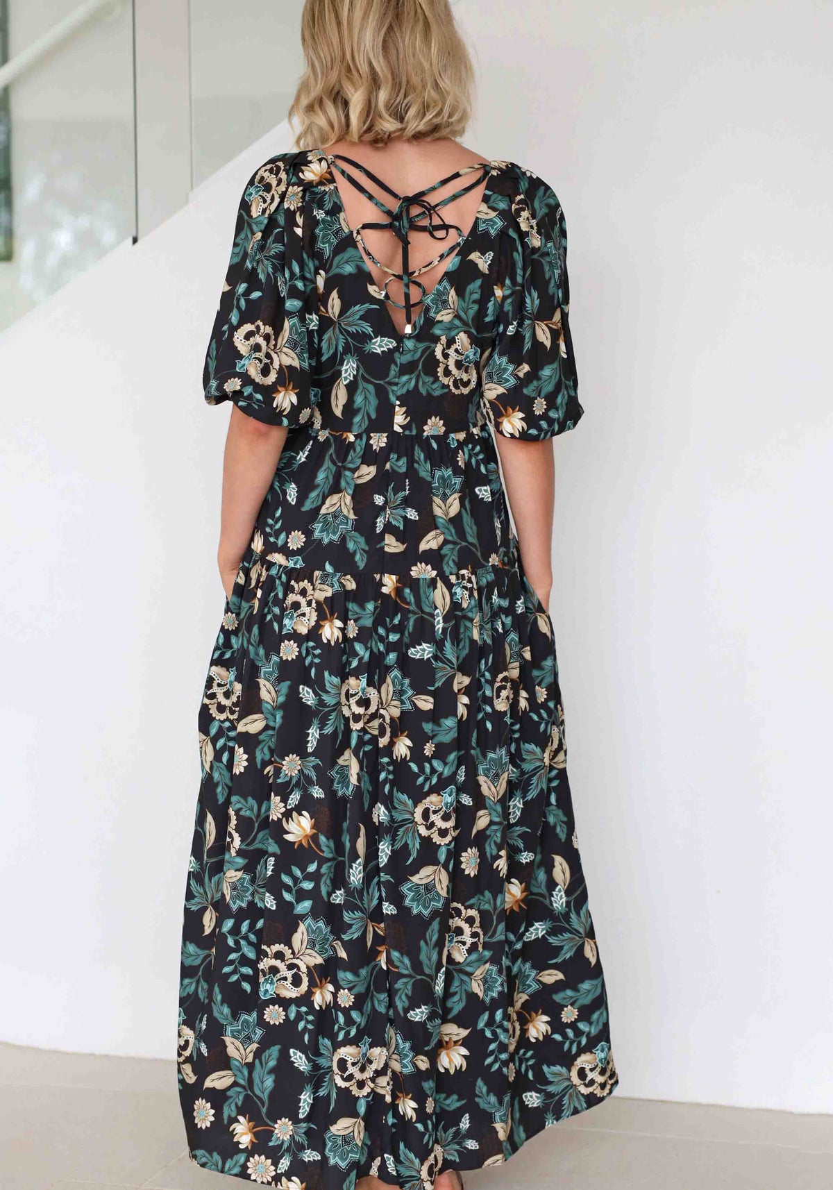 Premonition Floral Tie Back Maxi Dress