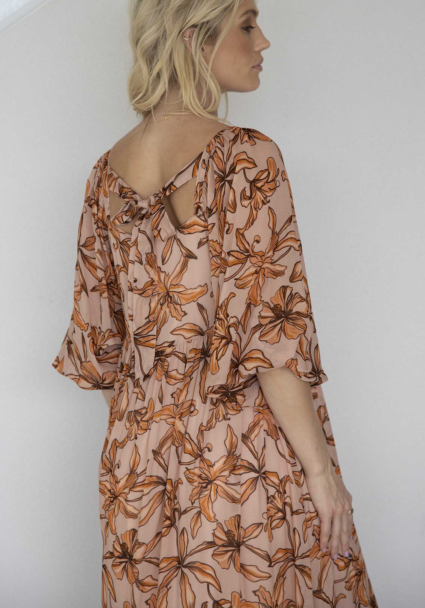 Sunset Siren Floral Sleeve Maxi Dress