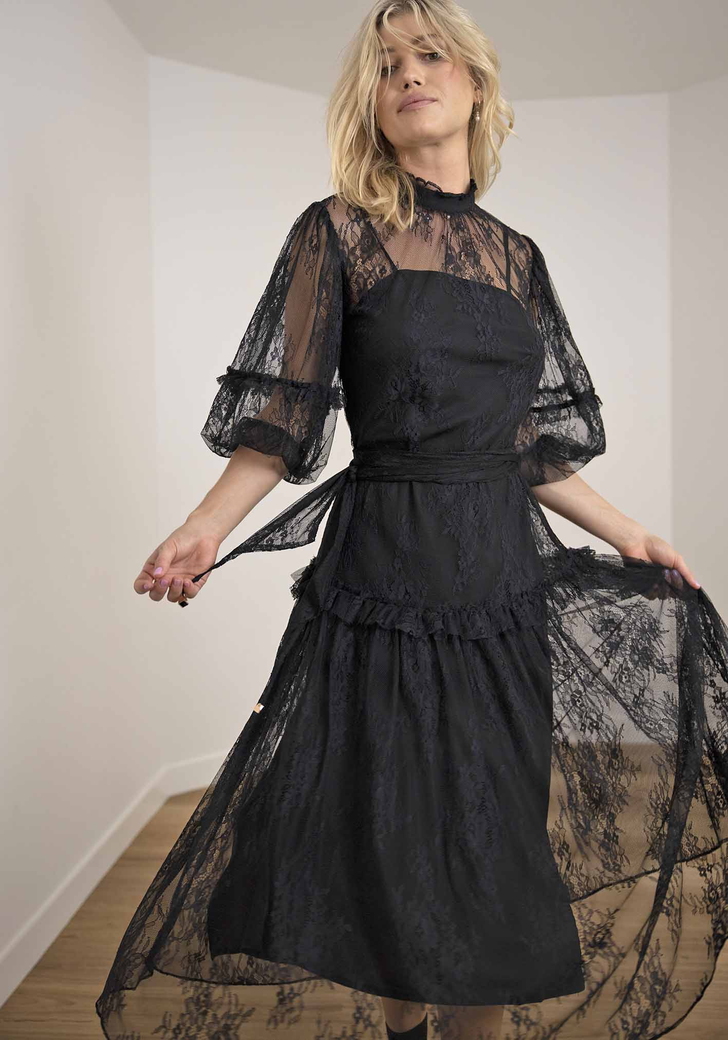 The Romantic Black Lace Maxi Dress