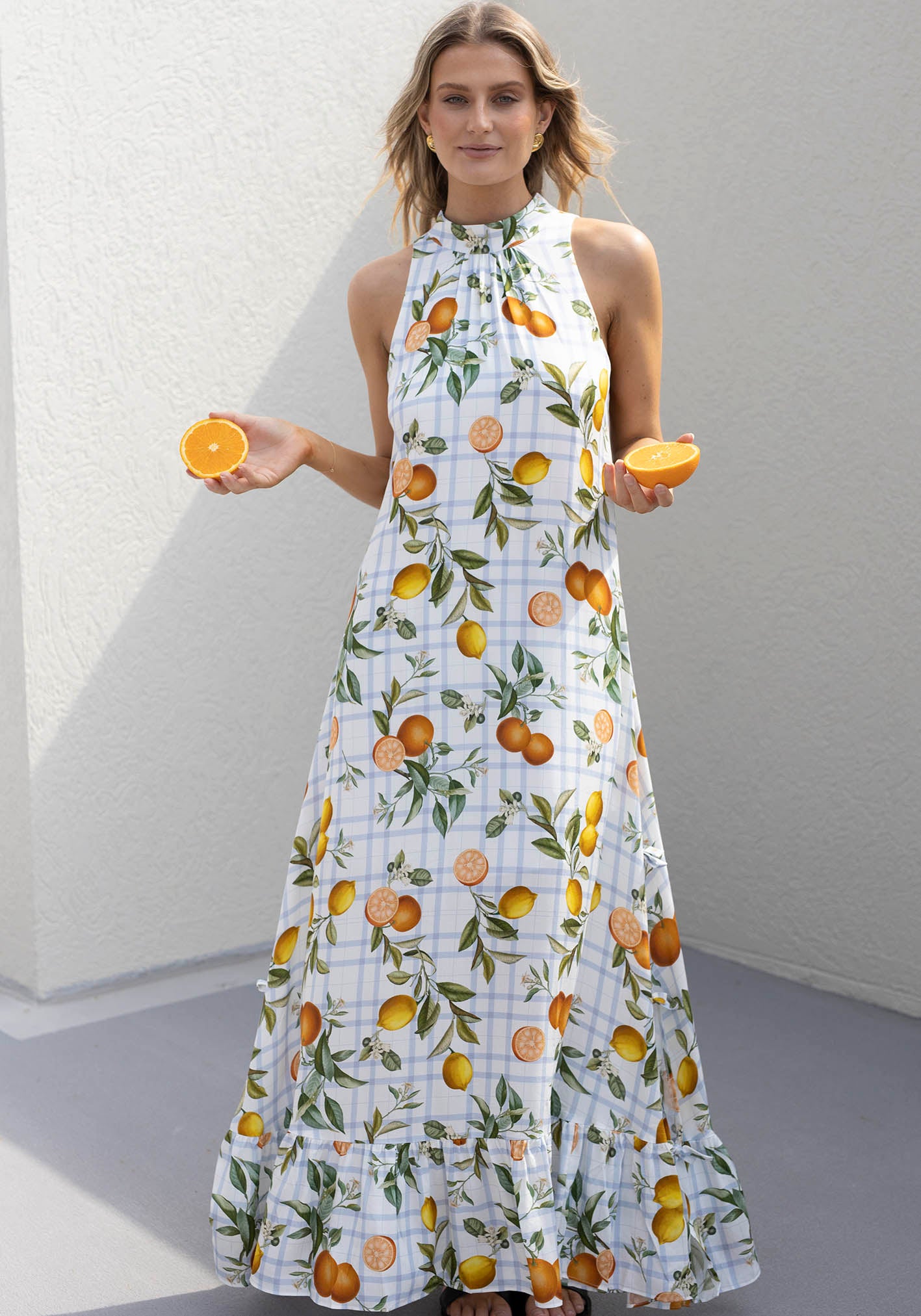 Peru Tropic Halter Maxi Dress
