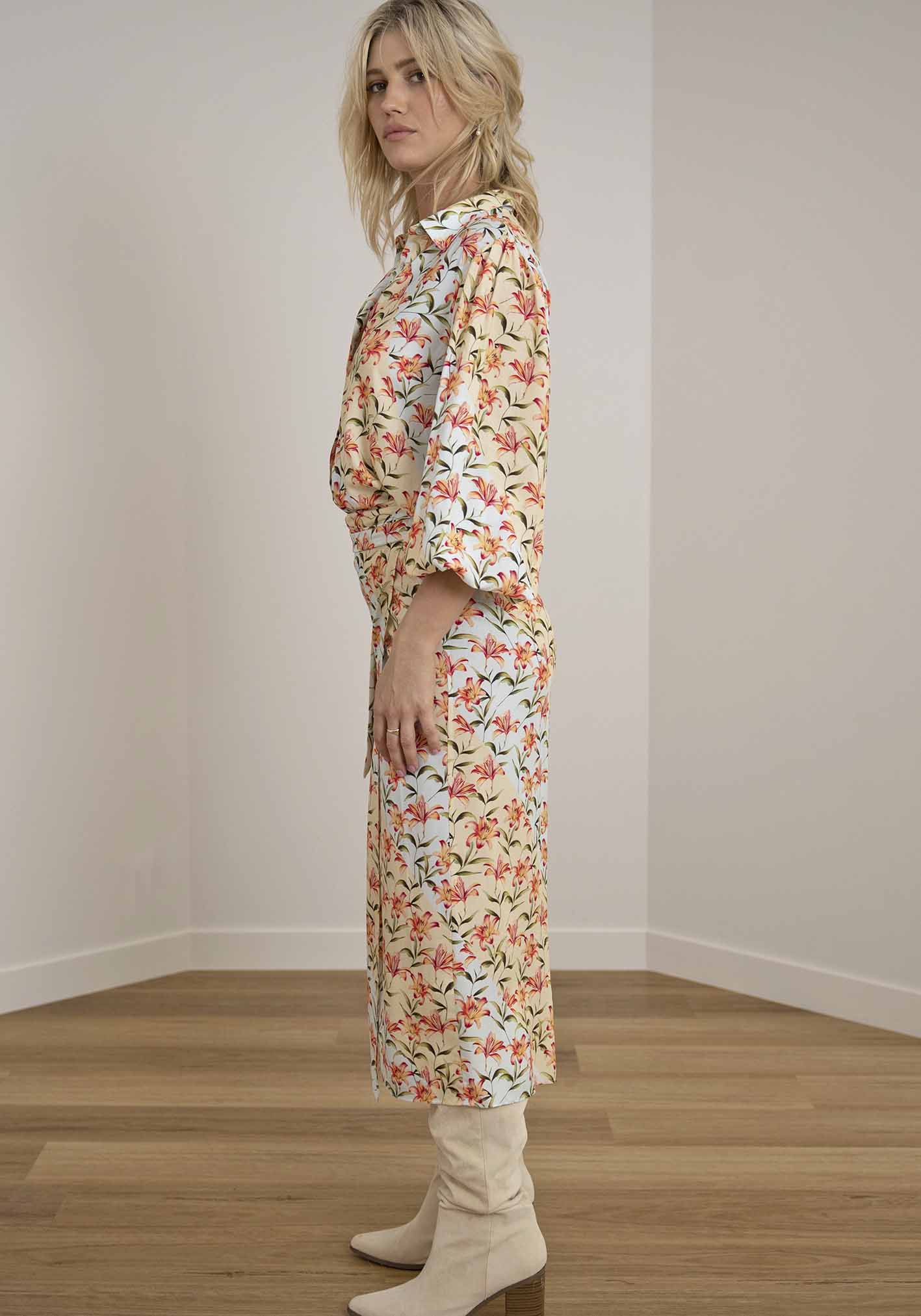 Waterlily Spliced Floral Wrap Skirt