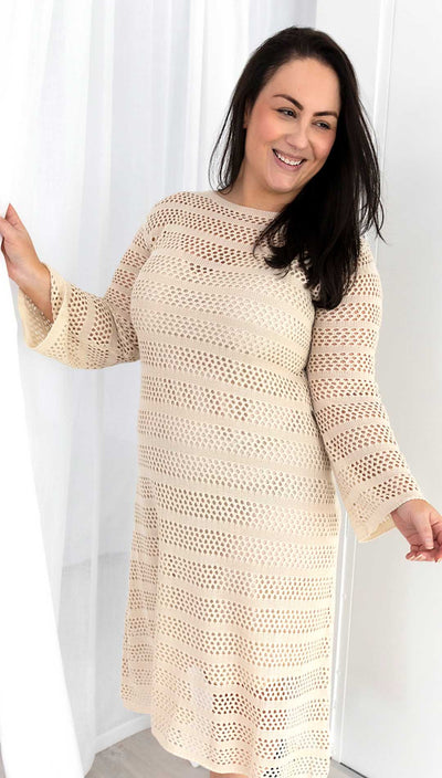 Hurricane Crochet Knit Midi Dress