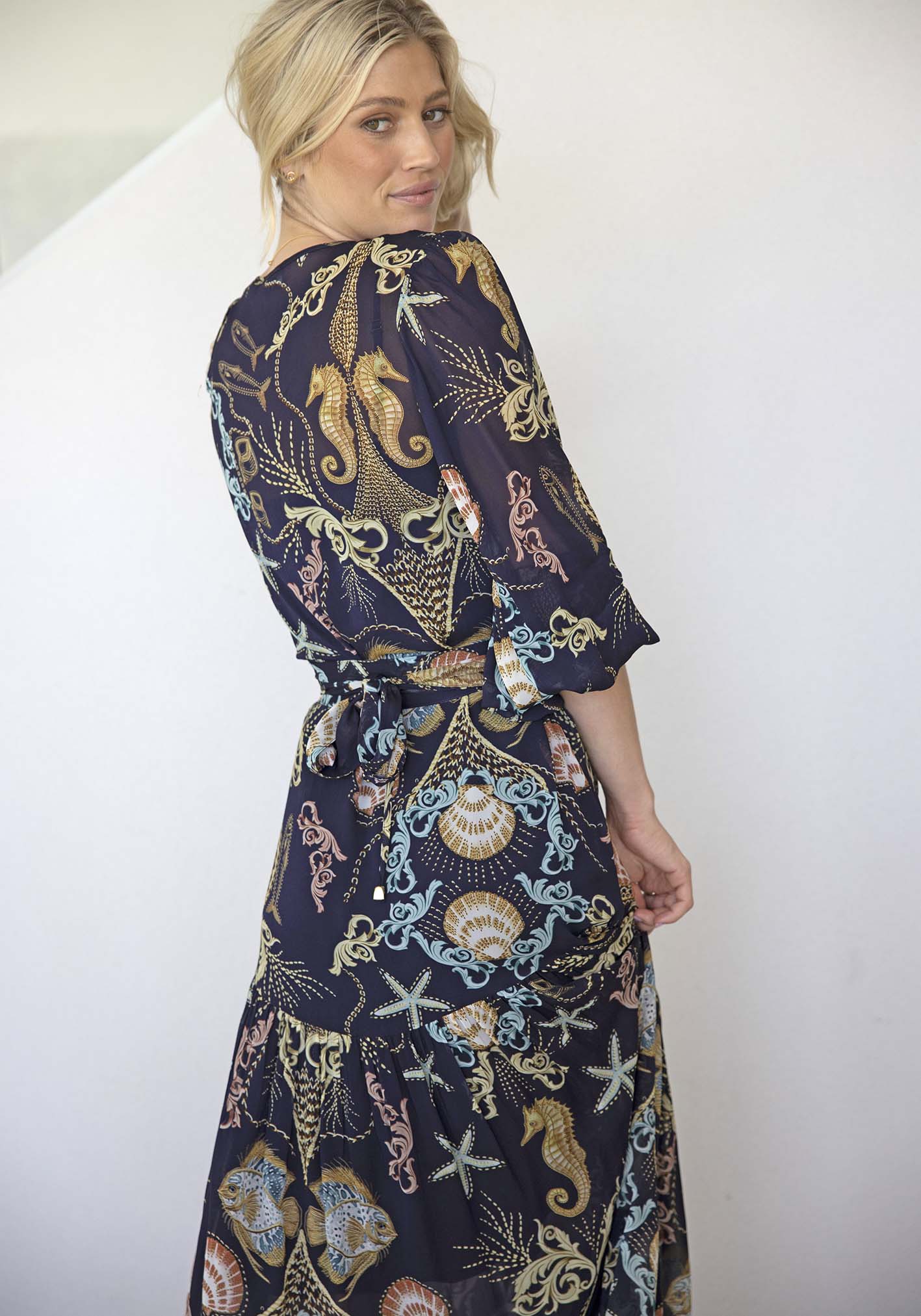 Baroque Shores Sleeve Maxi Dress