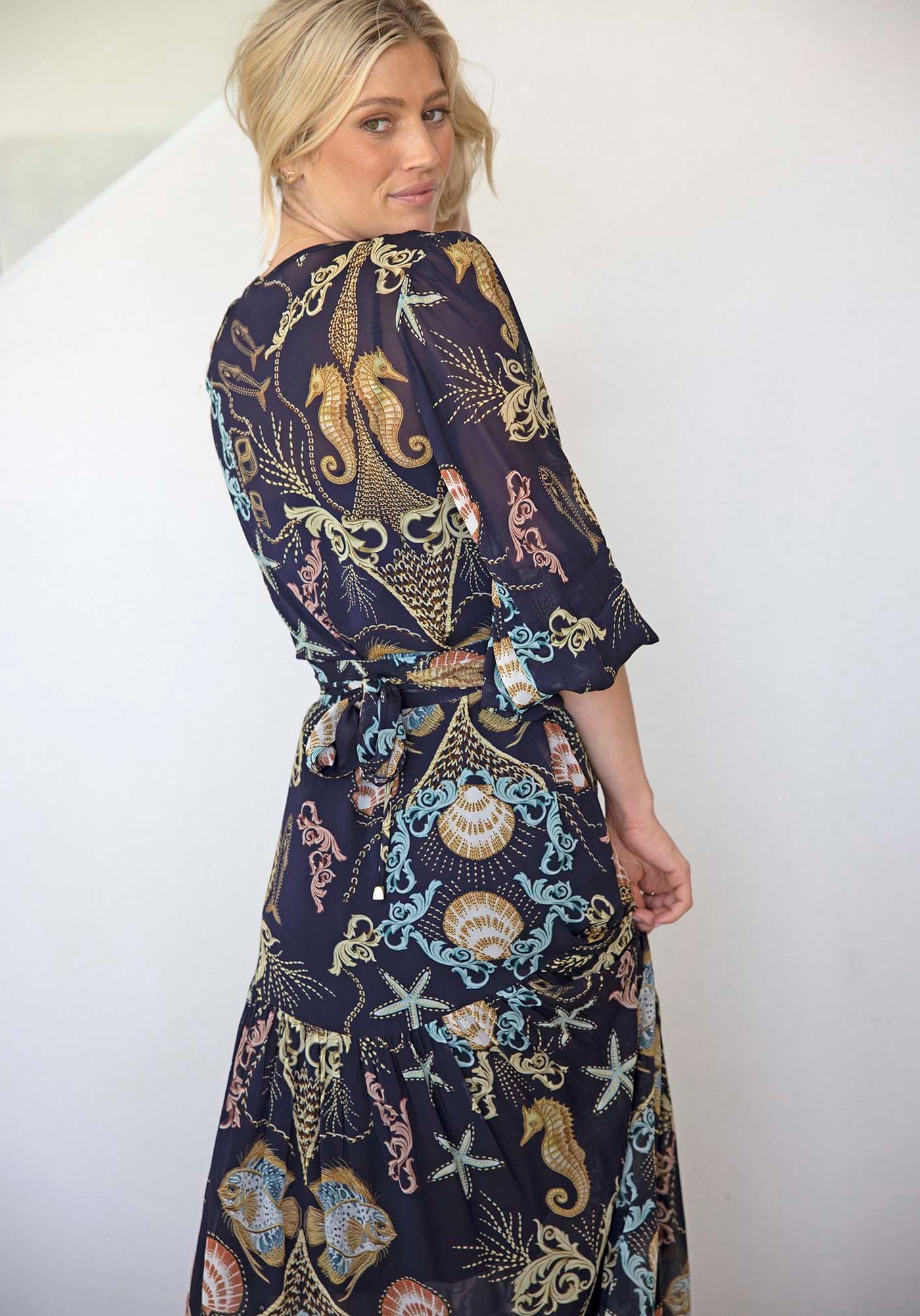 Baroque Shores Sleeve Maxi Dress