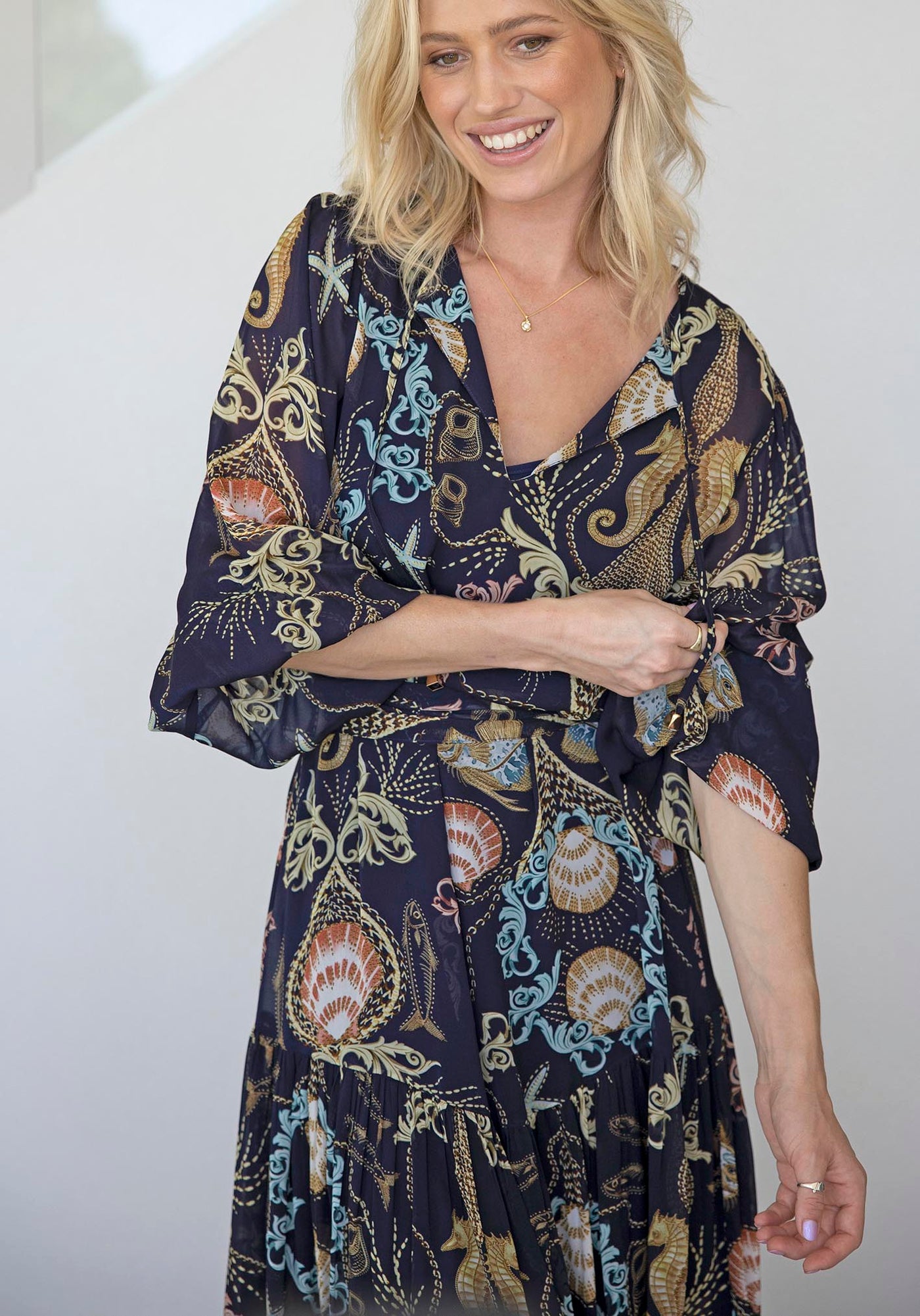 Baroque Shores Sleeve Maxi Dress