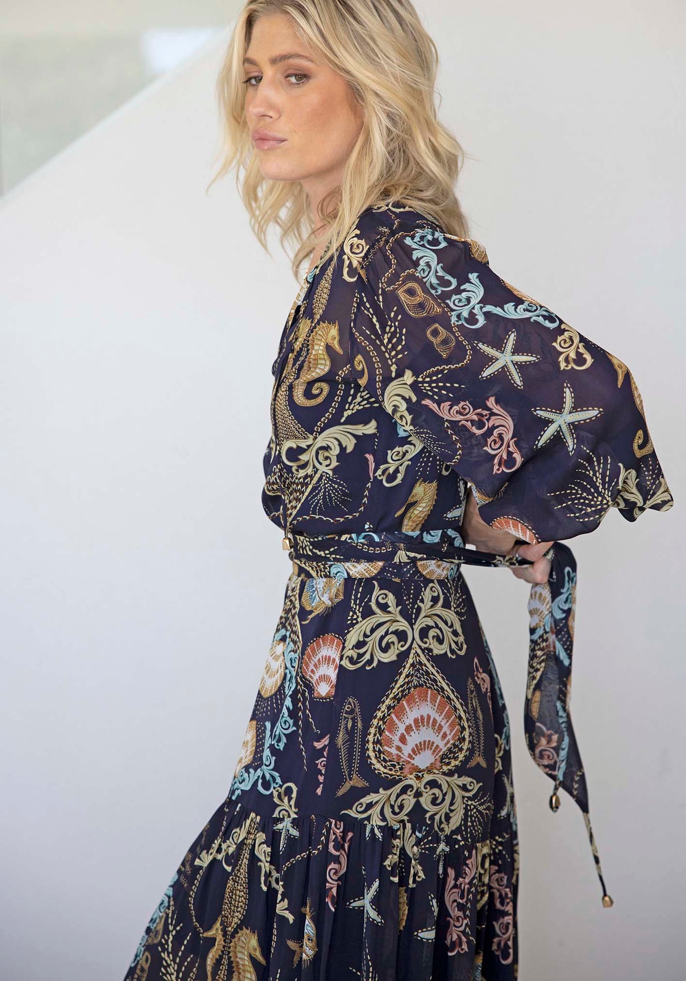 Baroque Shores Sleeve Maxi Dress