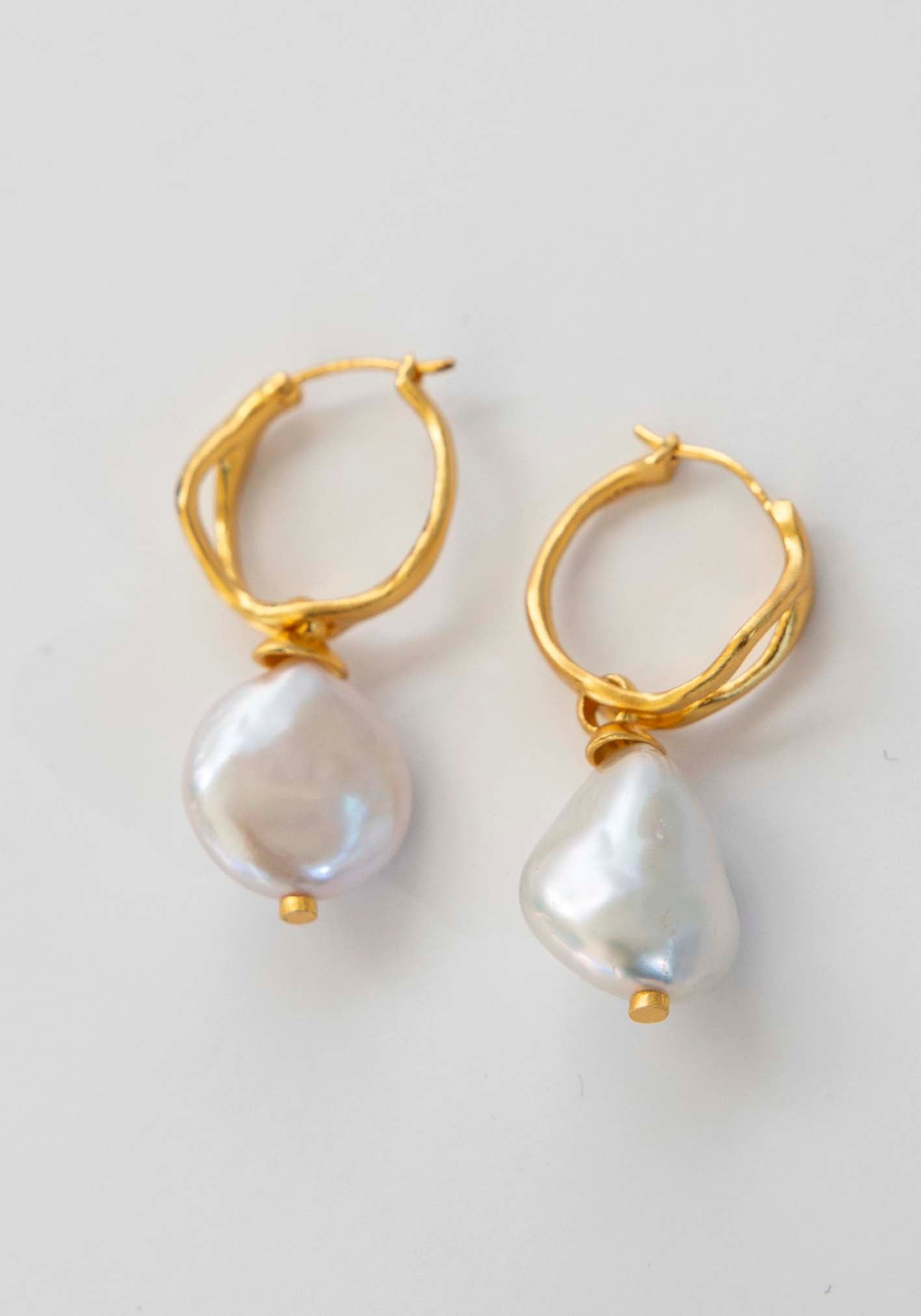 Broken Light Freshwater Pearl Hoop Earrings