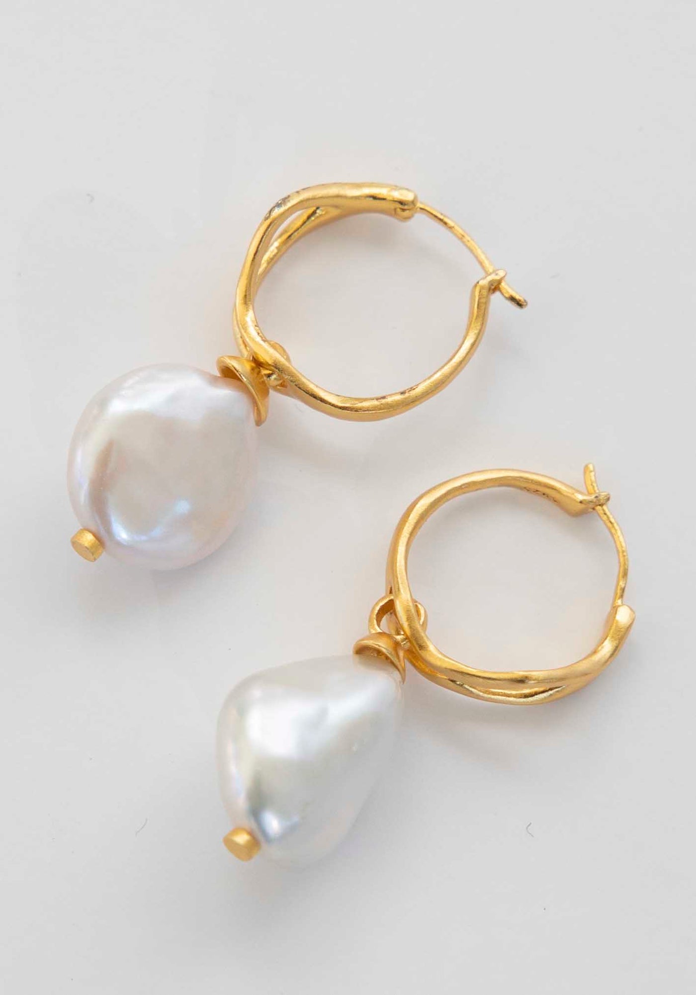 Broken Light Freshwater Pearl Hoop Earrings