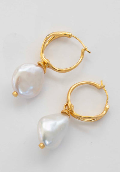 Broken Light Freshwater Pearl Hoop Earrings