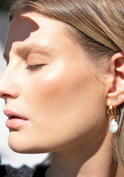 Broken Light Freshwater Pearl Hoop Earrings