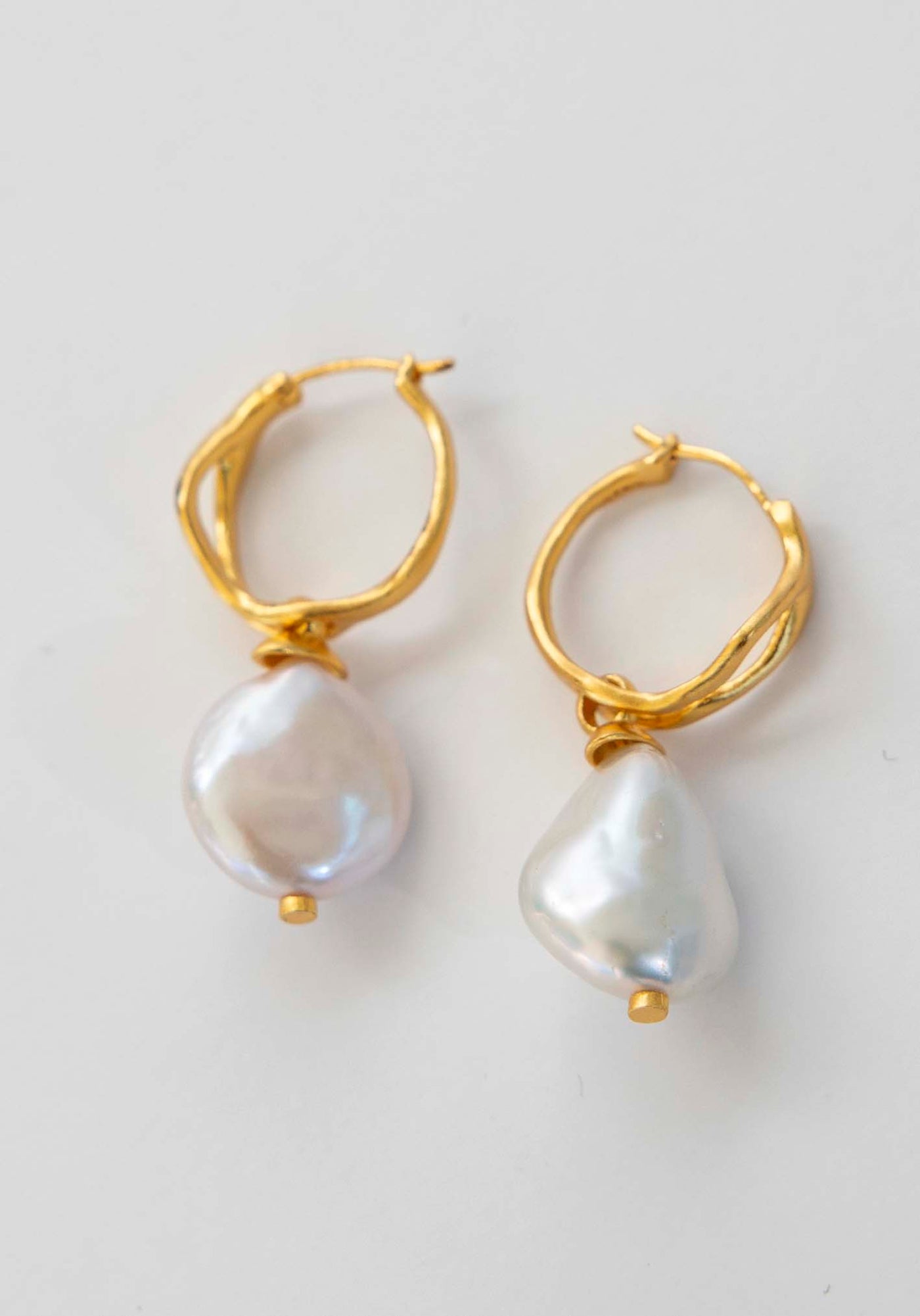 Broken Light Freshwater Pearl Hoop Earrings