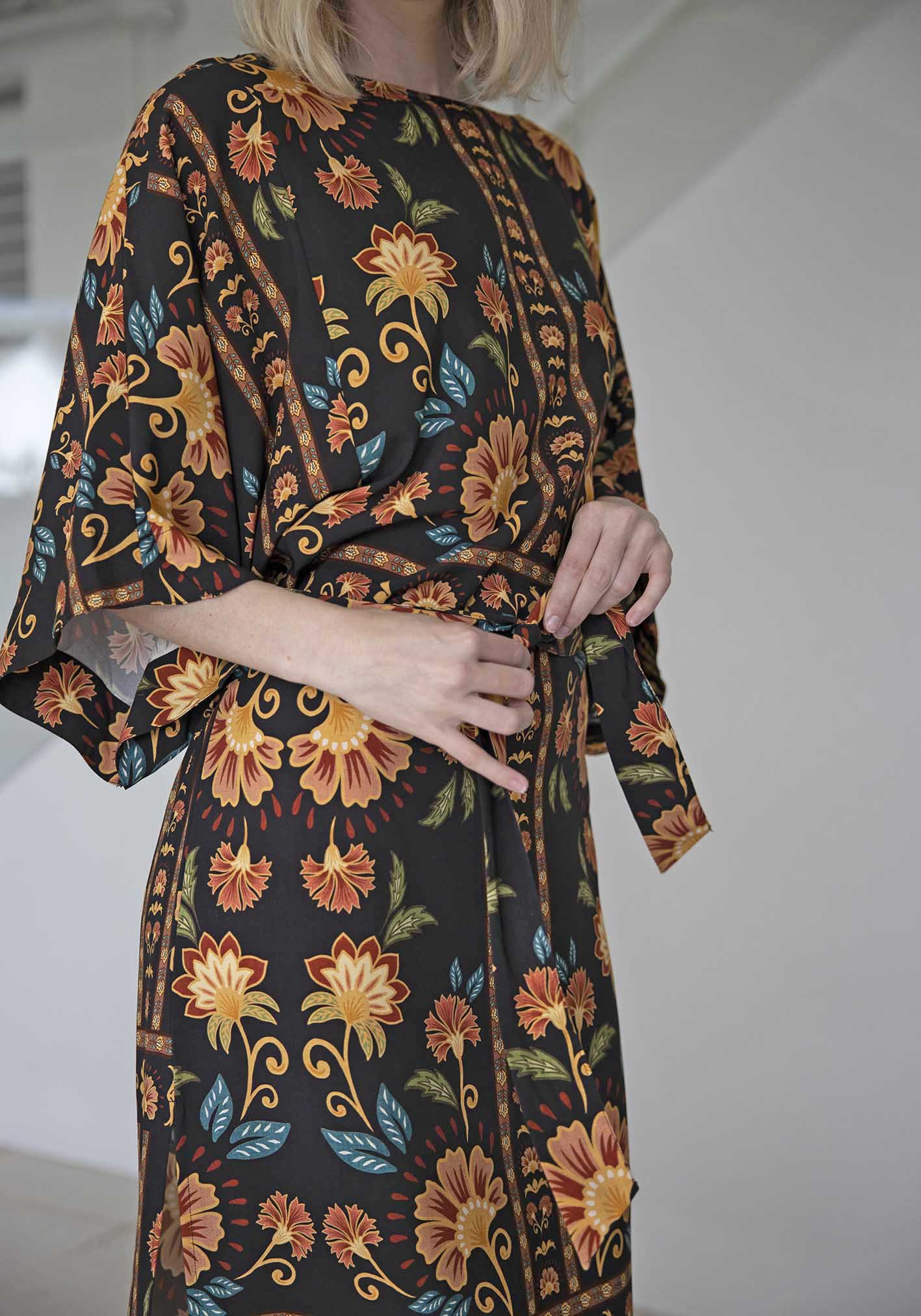 Casablanca Black Floral Tie Dress
