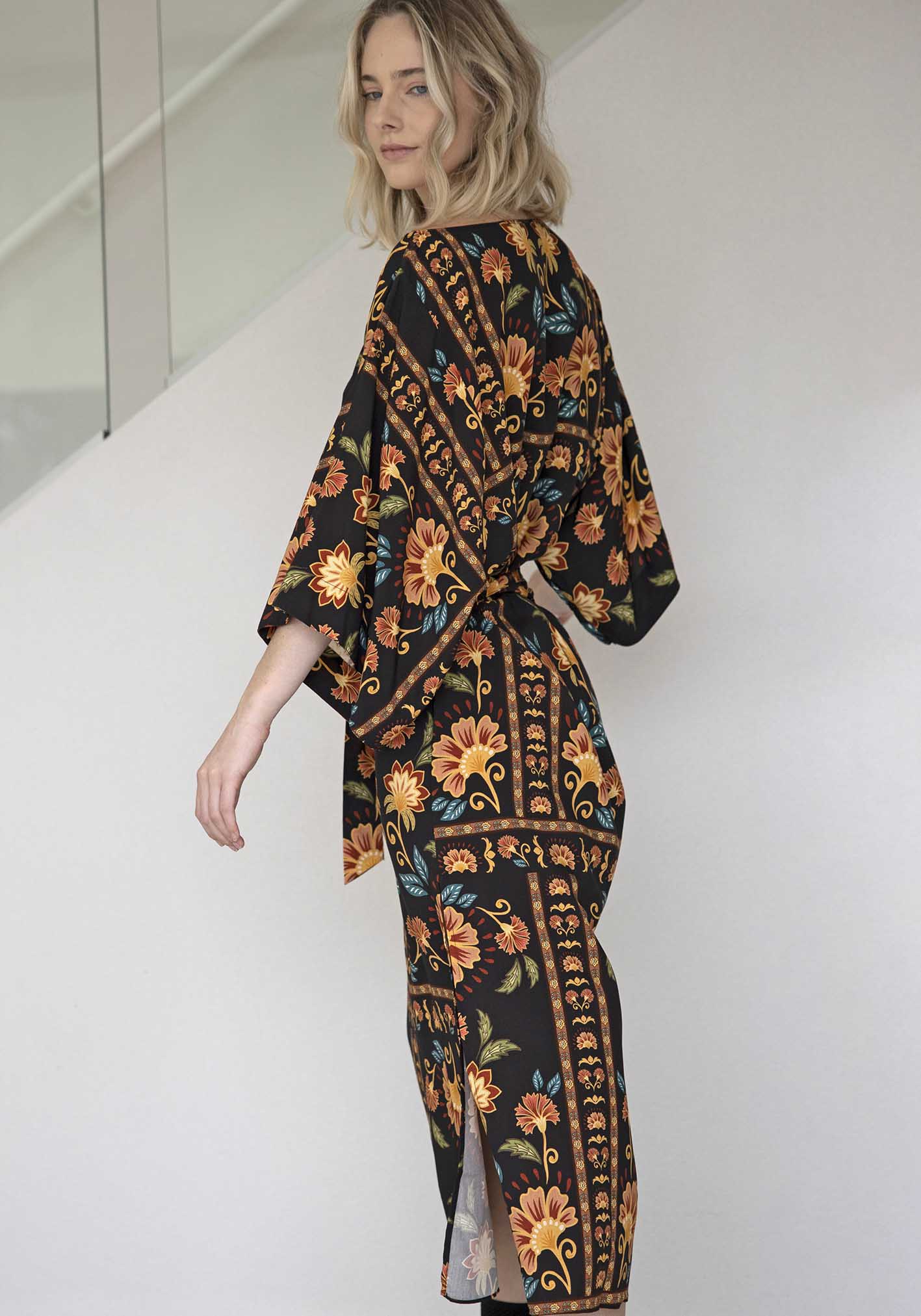 Casablanca Black Floral Tie Dress