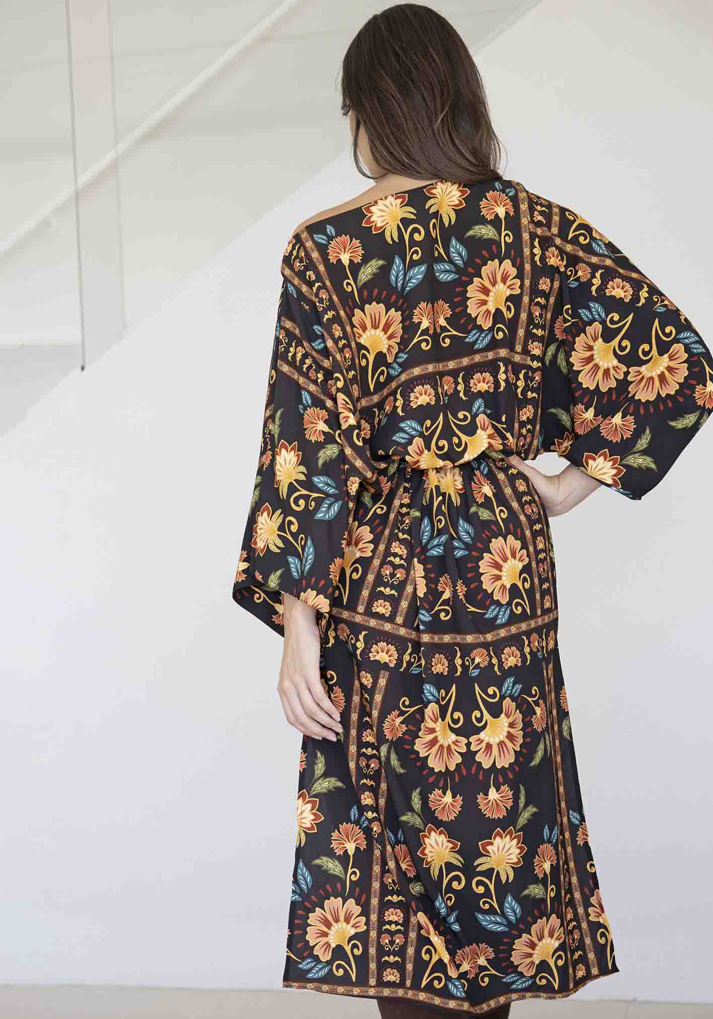 Casablanca Black Floral Tie Dress