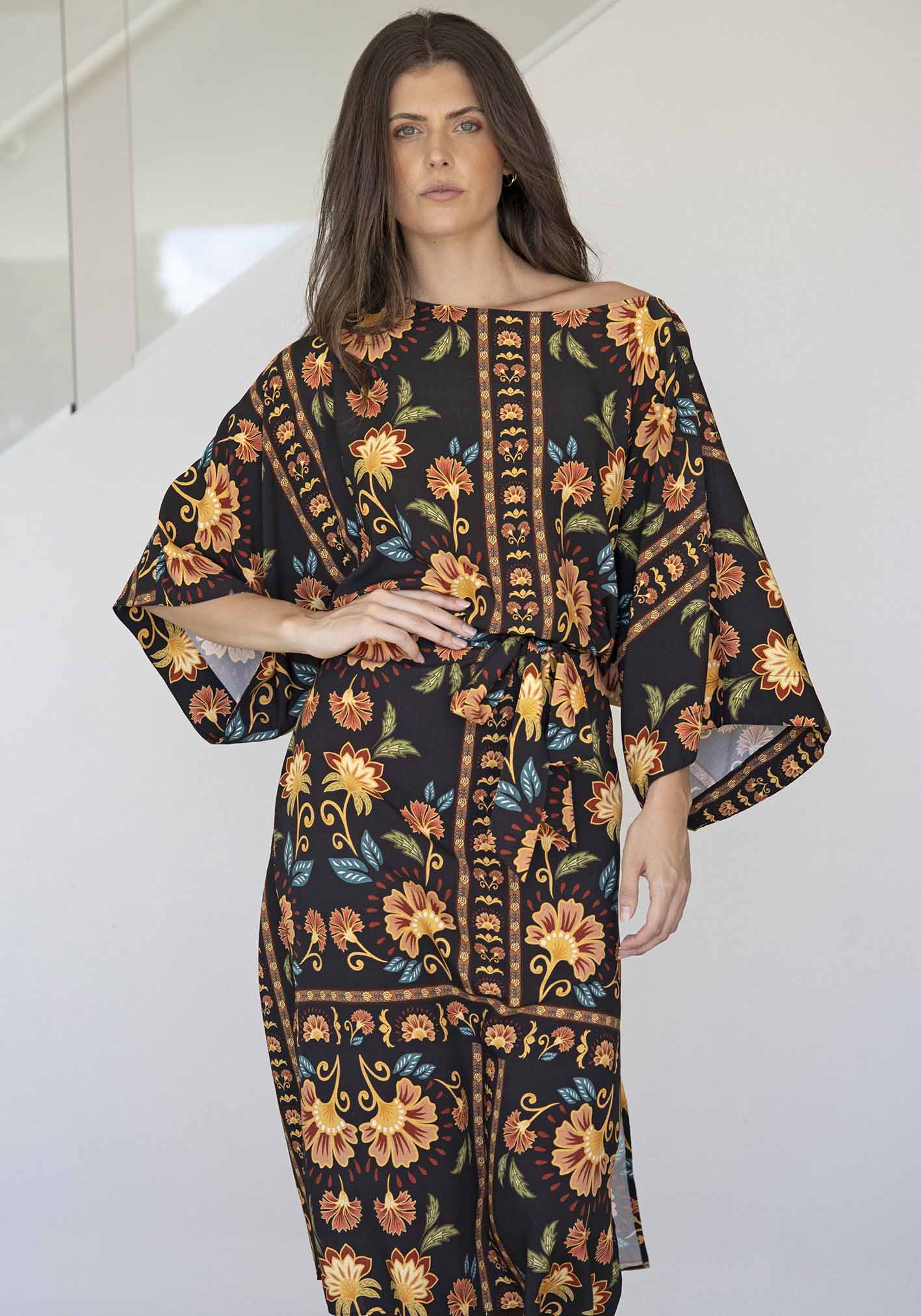 Casablanca Black Floral Tie Dress