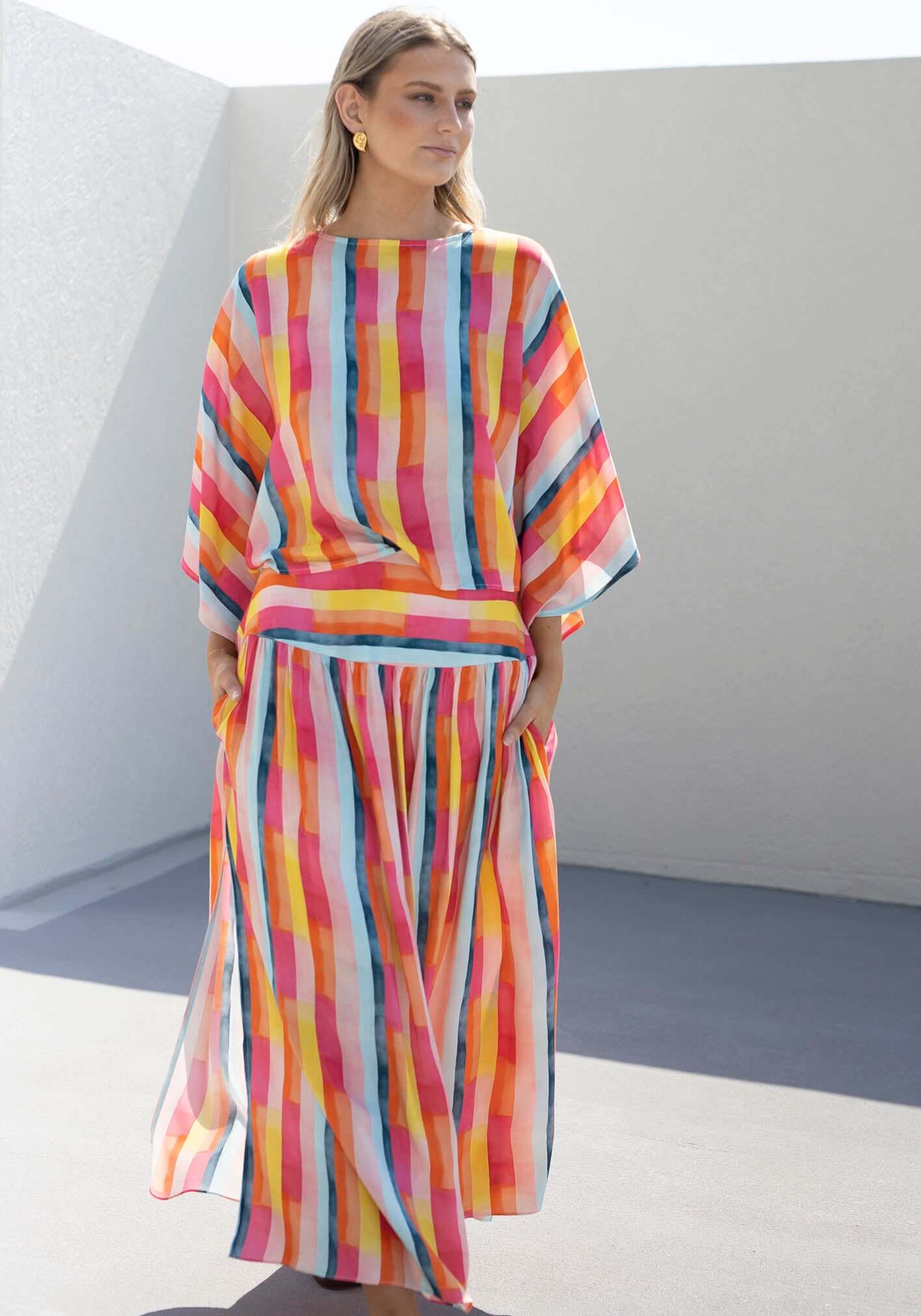 Casino Stripe Kaftan Top