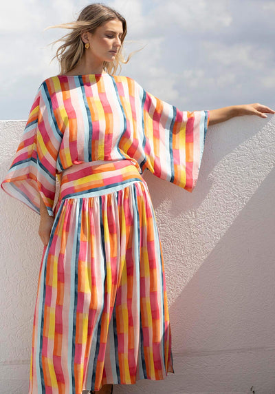 Casino Pink Stripe Maxi Skirt