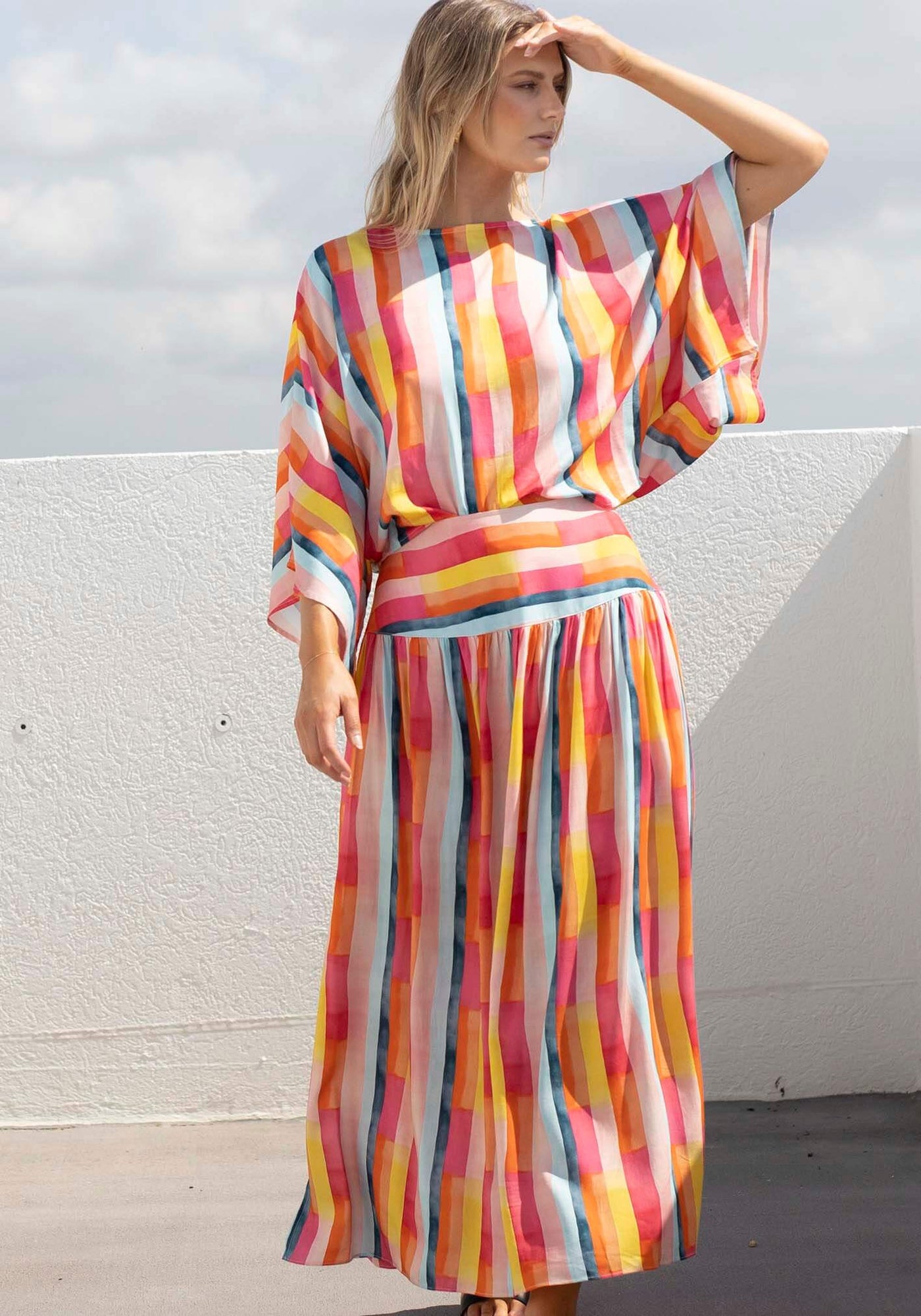 Casino Pink Stripe Maxi Skirt