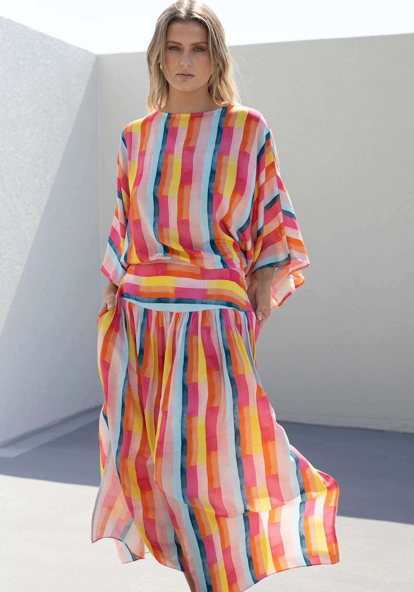 Casino Stripe Kaftan Top