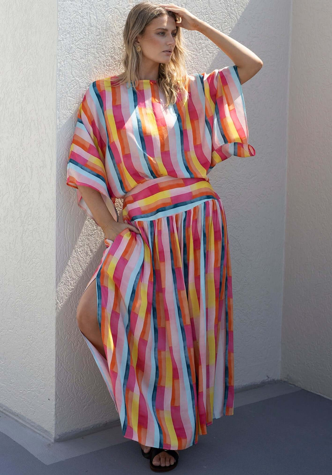 Casino Pink Stripe Maxi Skirt