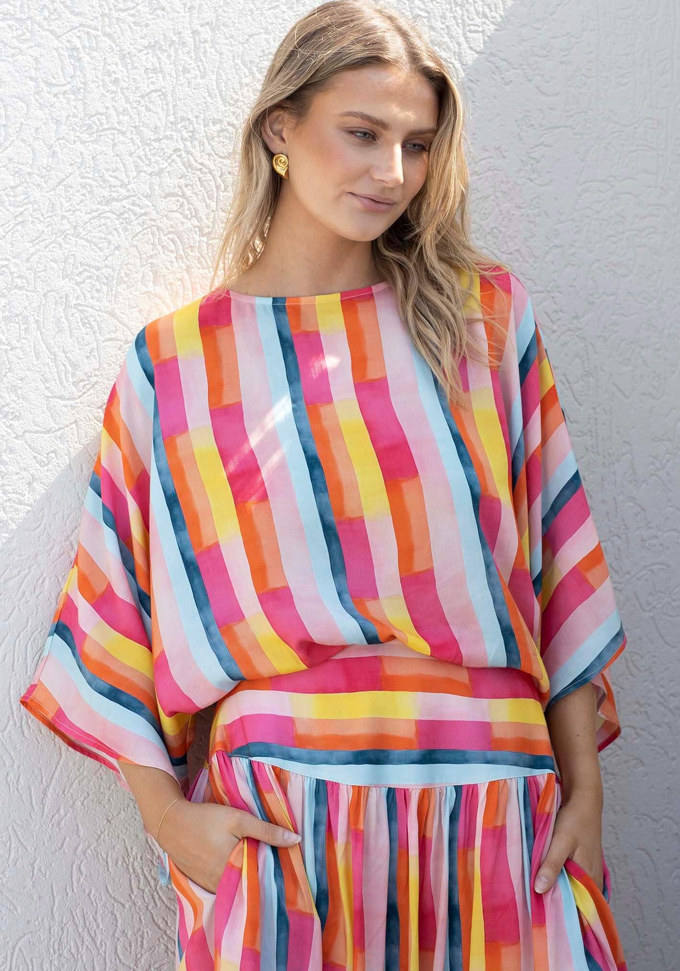 Casino Stripe Kaftan Top