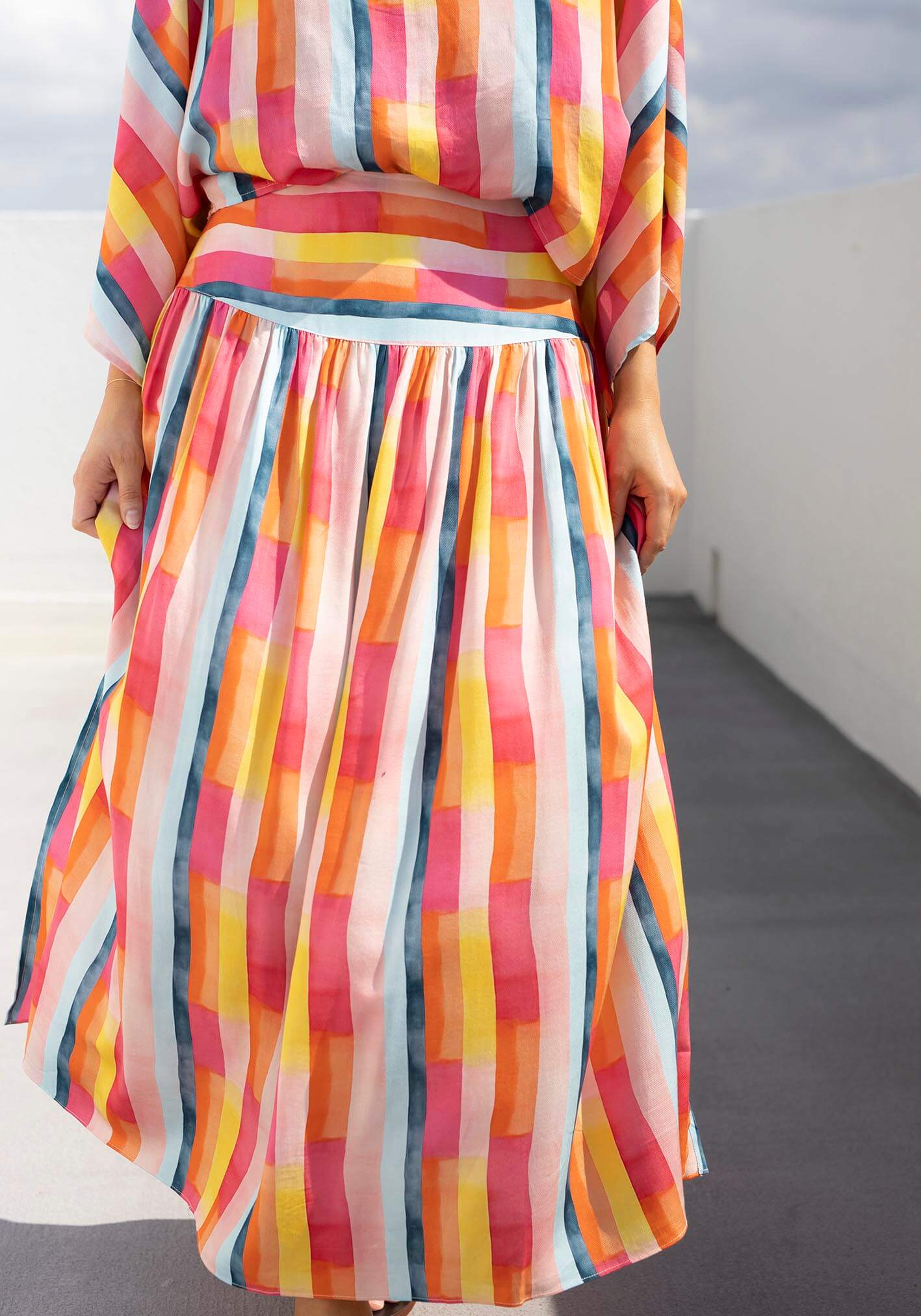 Casino Pink Stripe Maxi Skirt