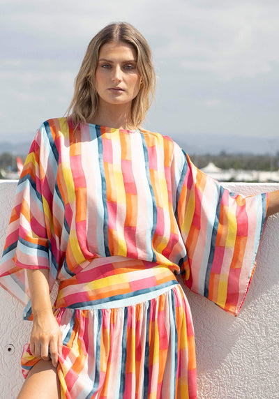 Casino Stripe Kaftan Top