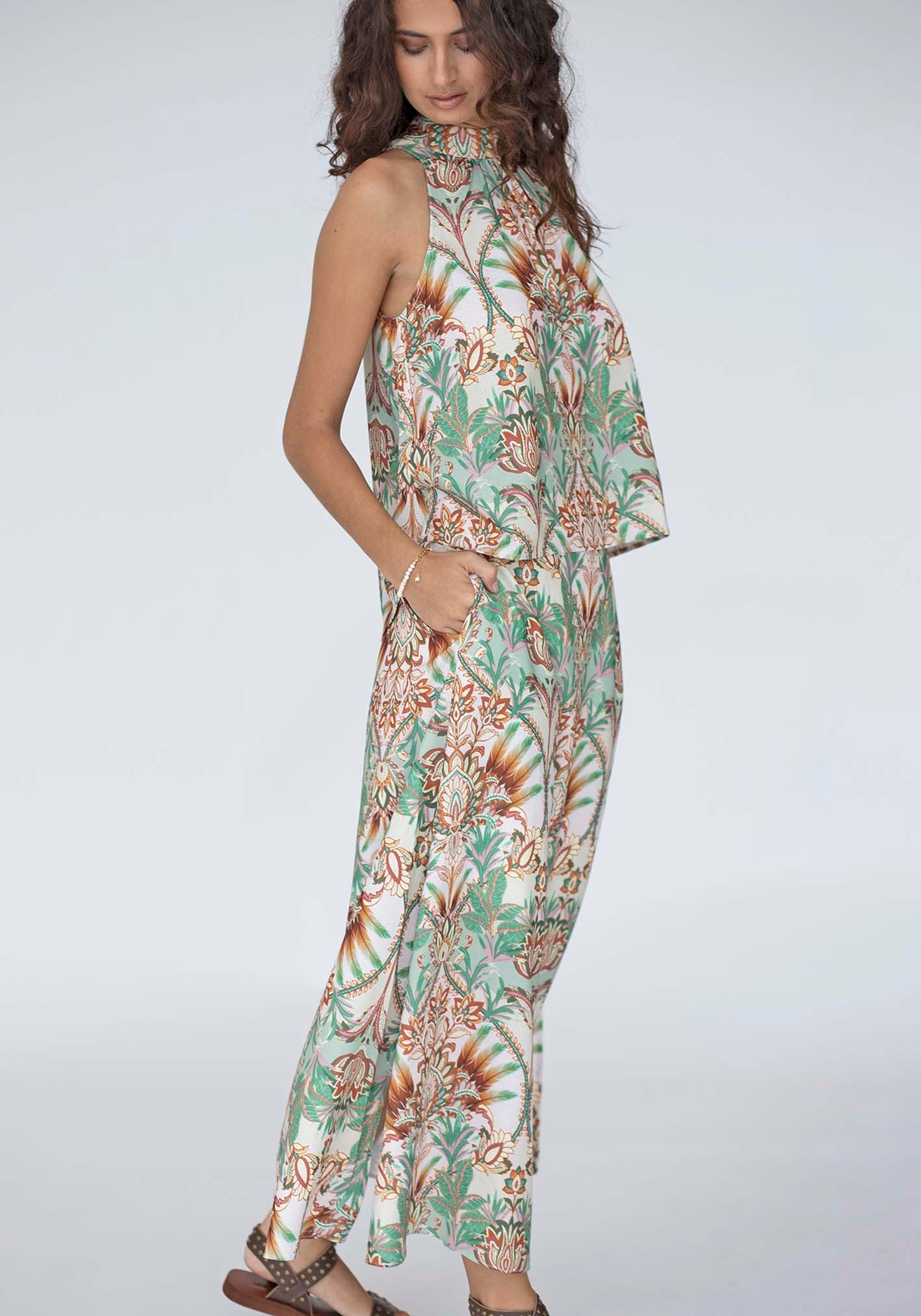 The Cocos Palm Print Maxi Skirt Set