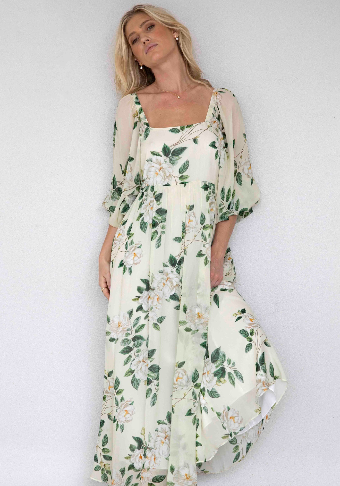 Eternal Floral Sleeve Maxi Dress