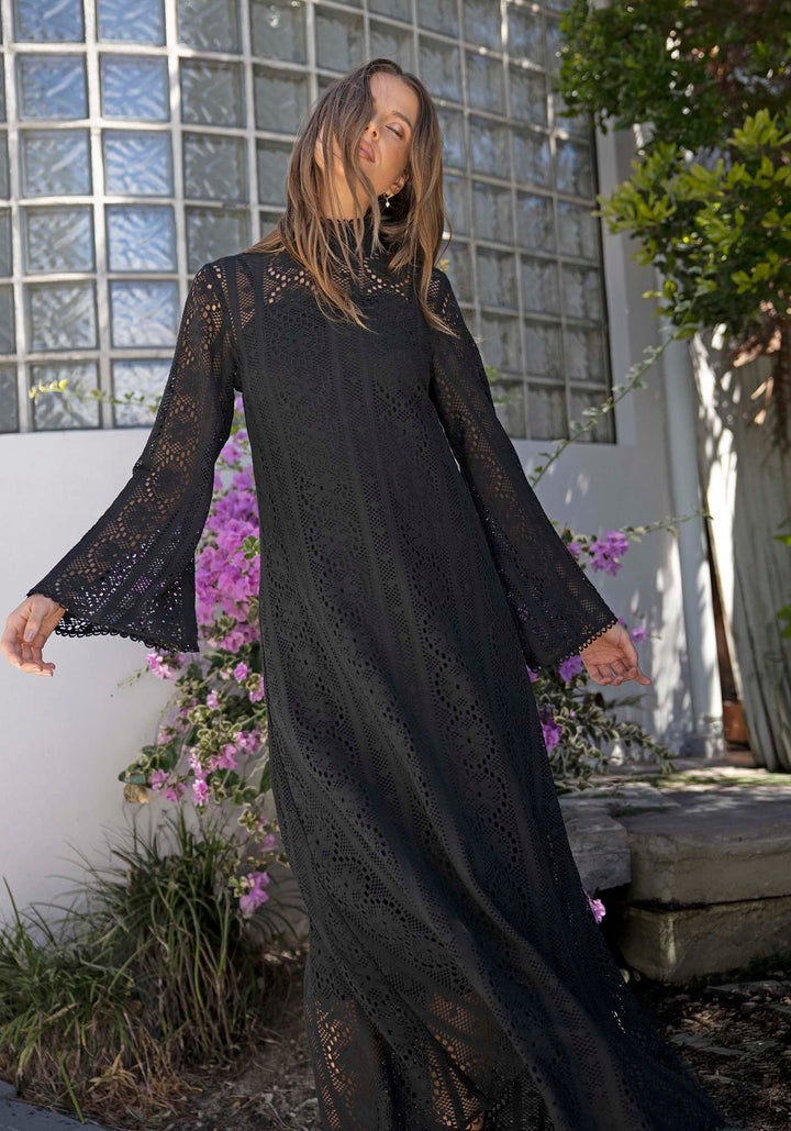 Folklore Black Lace Maxi Dress
