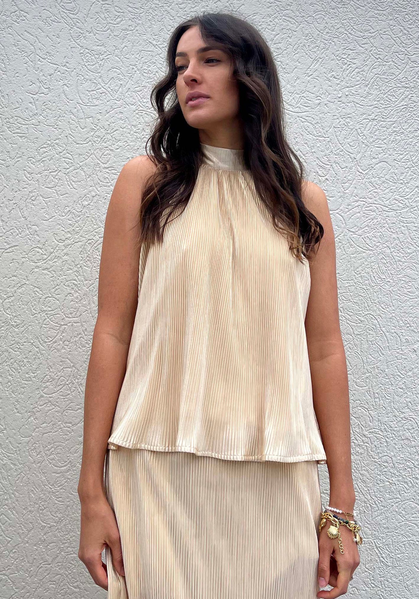 Galaxy Gold Pleated Top