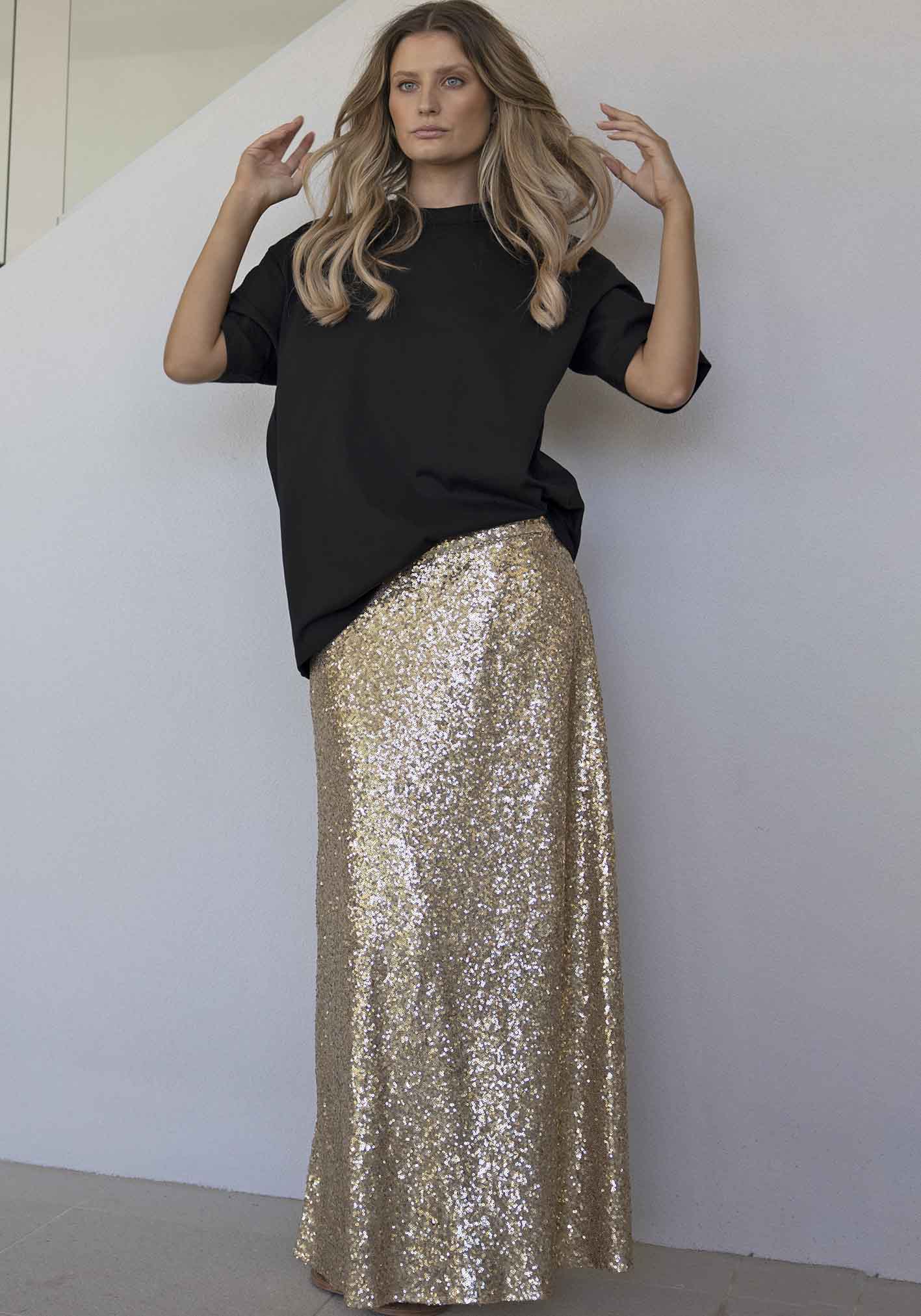 Golden Empire Sequin Maxi Skirt