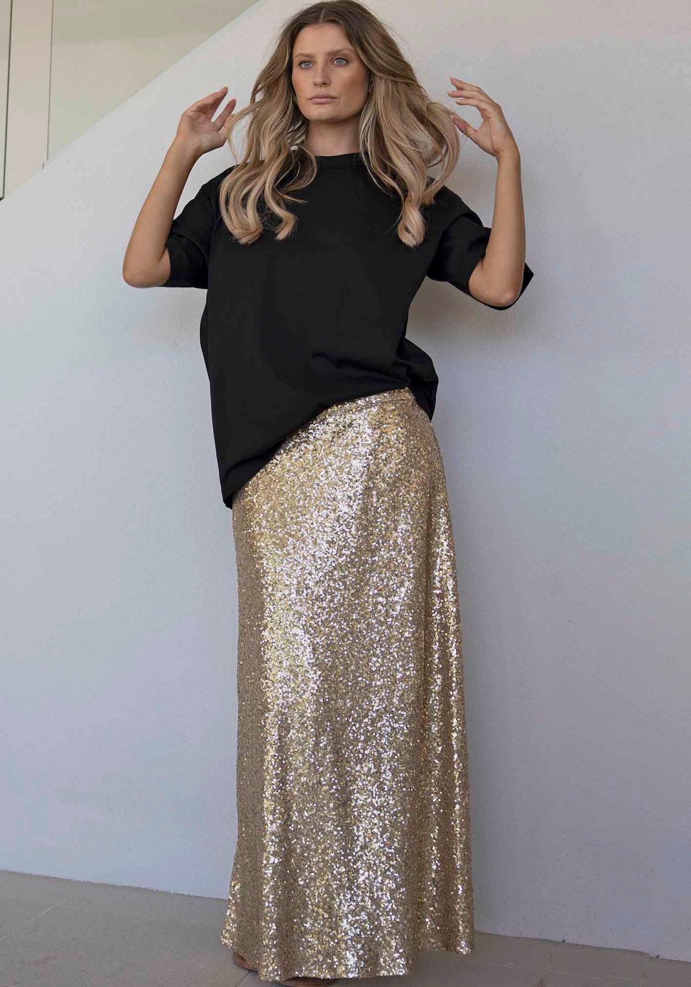 Golden Empire Sequin Maxi Skirt