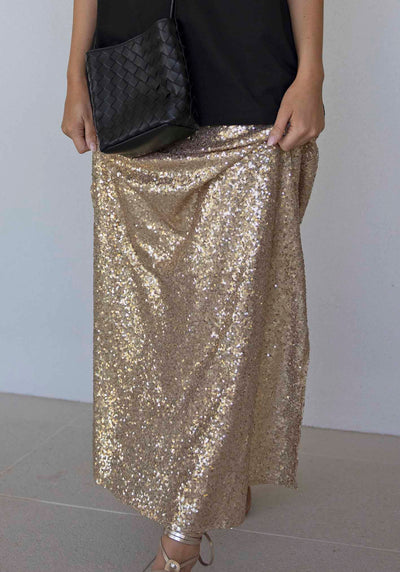 Golden Empire Sequin Maxi Skirt