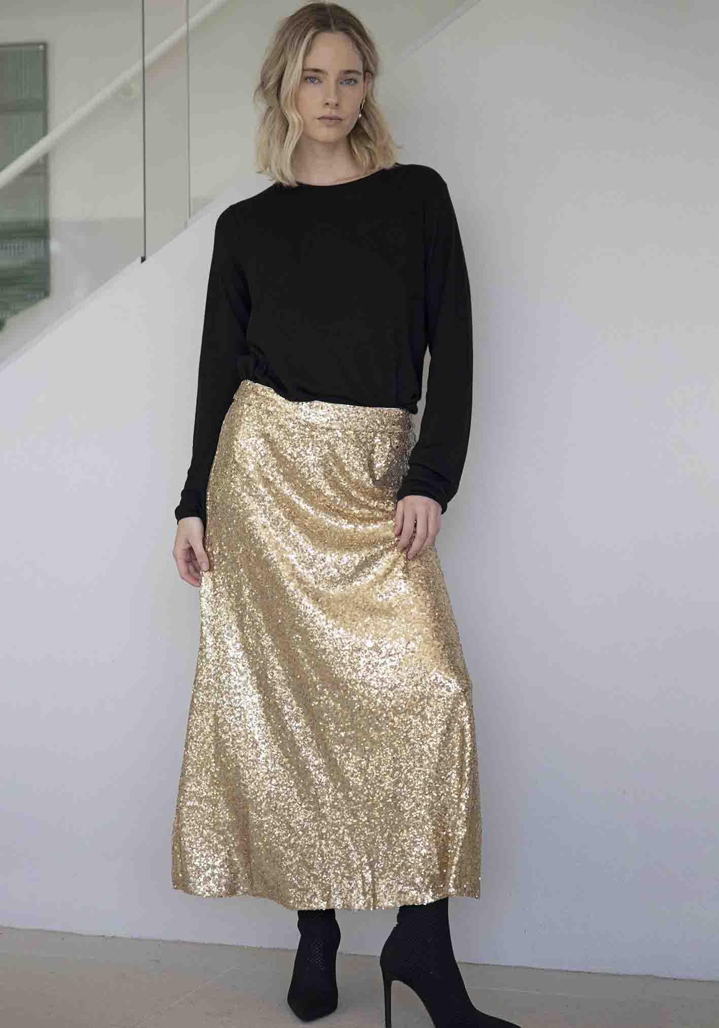 Golden Empire Sequin Maxi Skirt