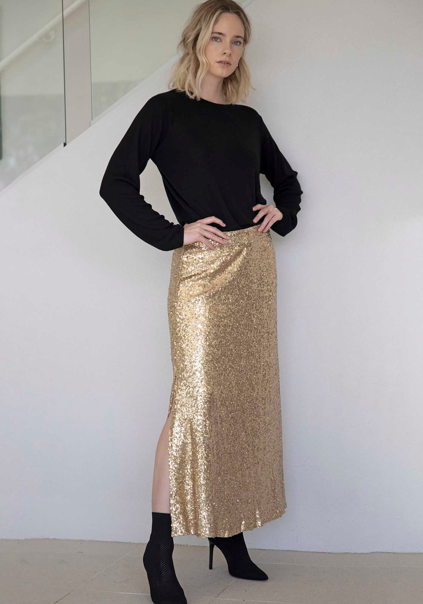 Golden Empire Sequin Maxi Skirt