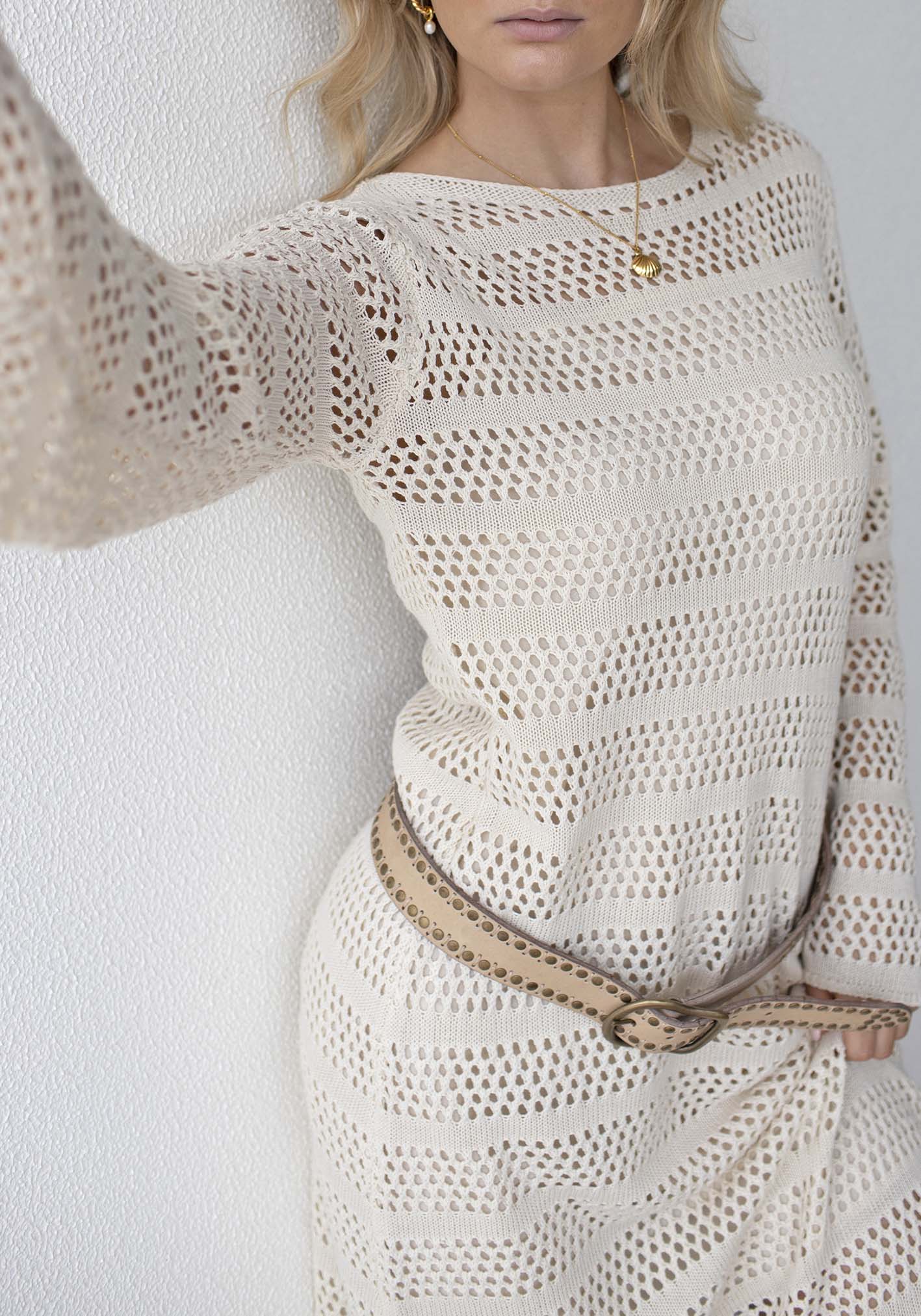Hurricane Crochet Knit Midi Dress