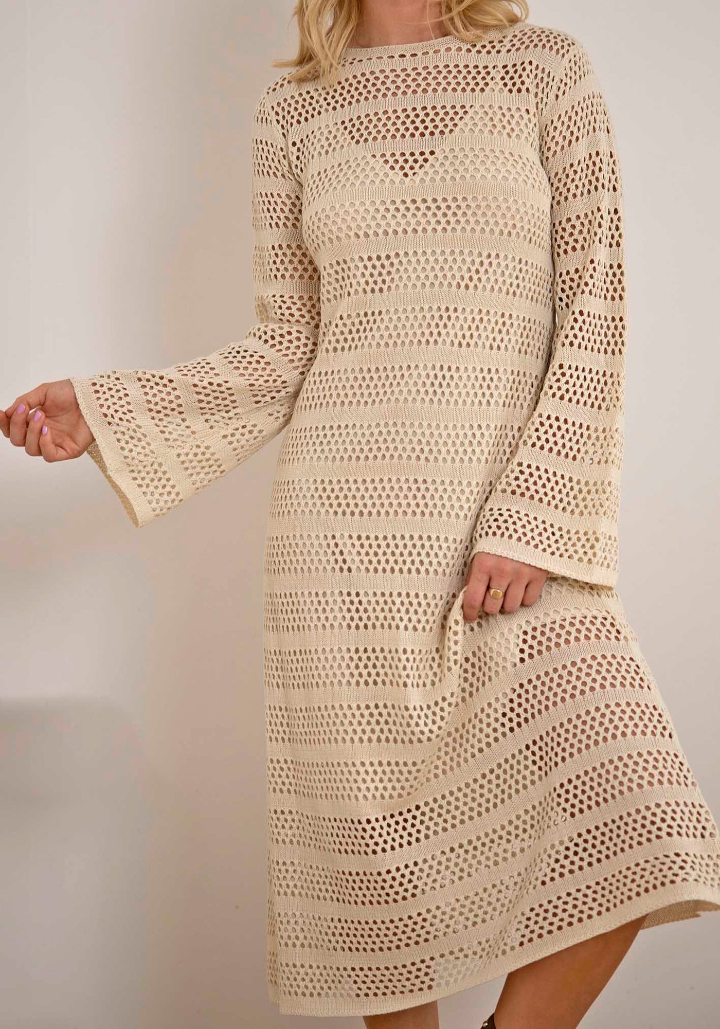 Hurricane Crochet Knit Midi Dress