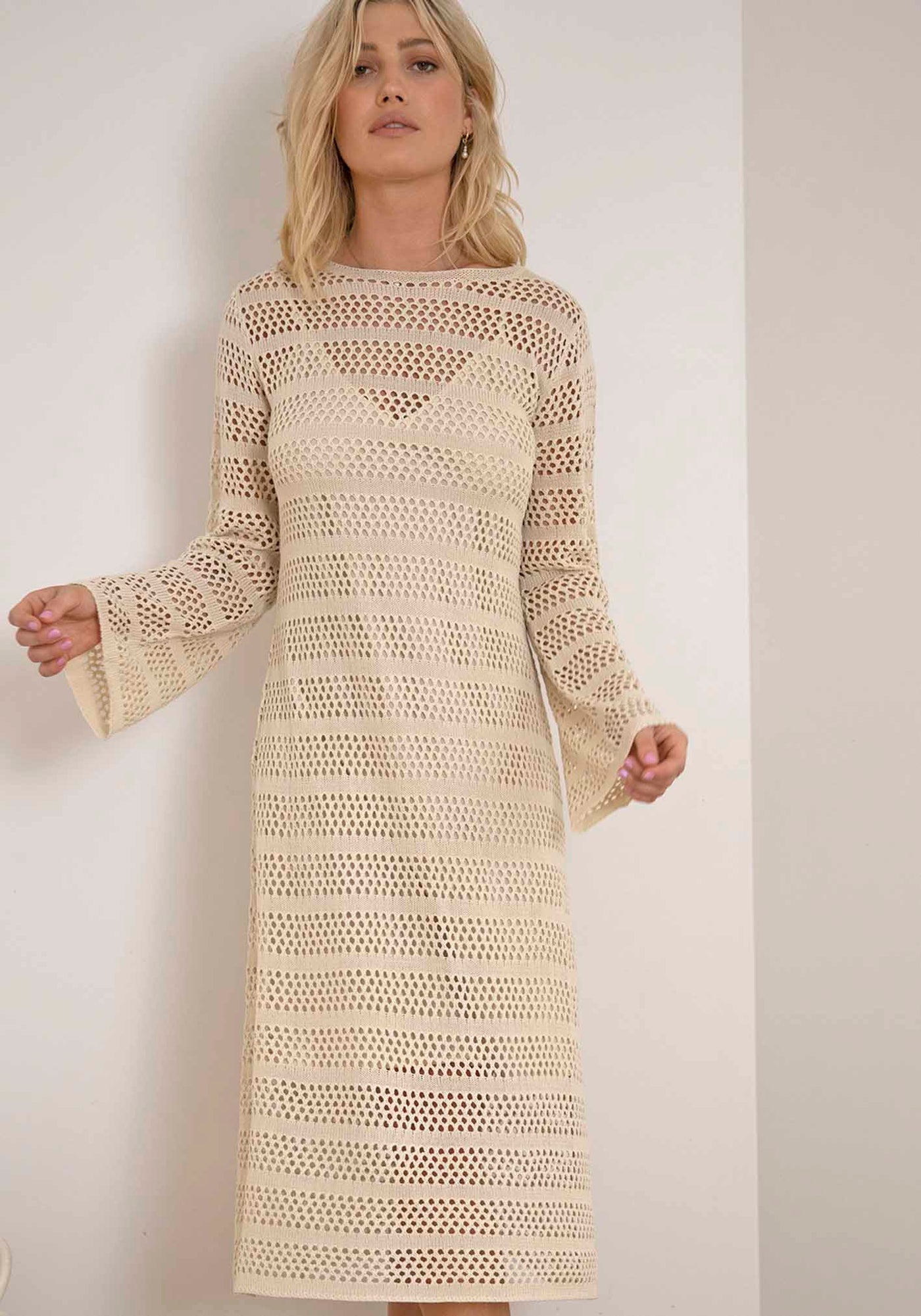 Hurricane Crochet Knit Midi Dress