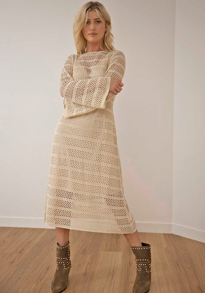 Hurricane Crochet Knit Midi Dress
