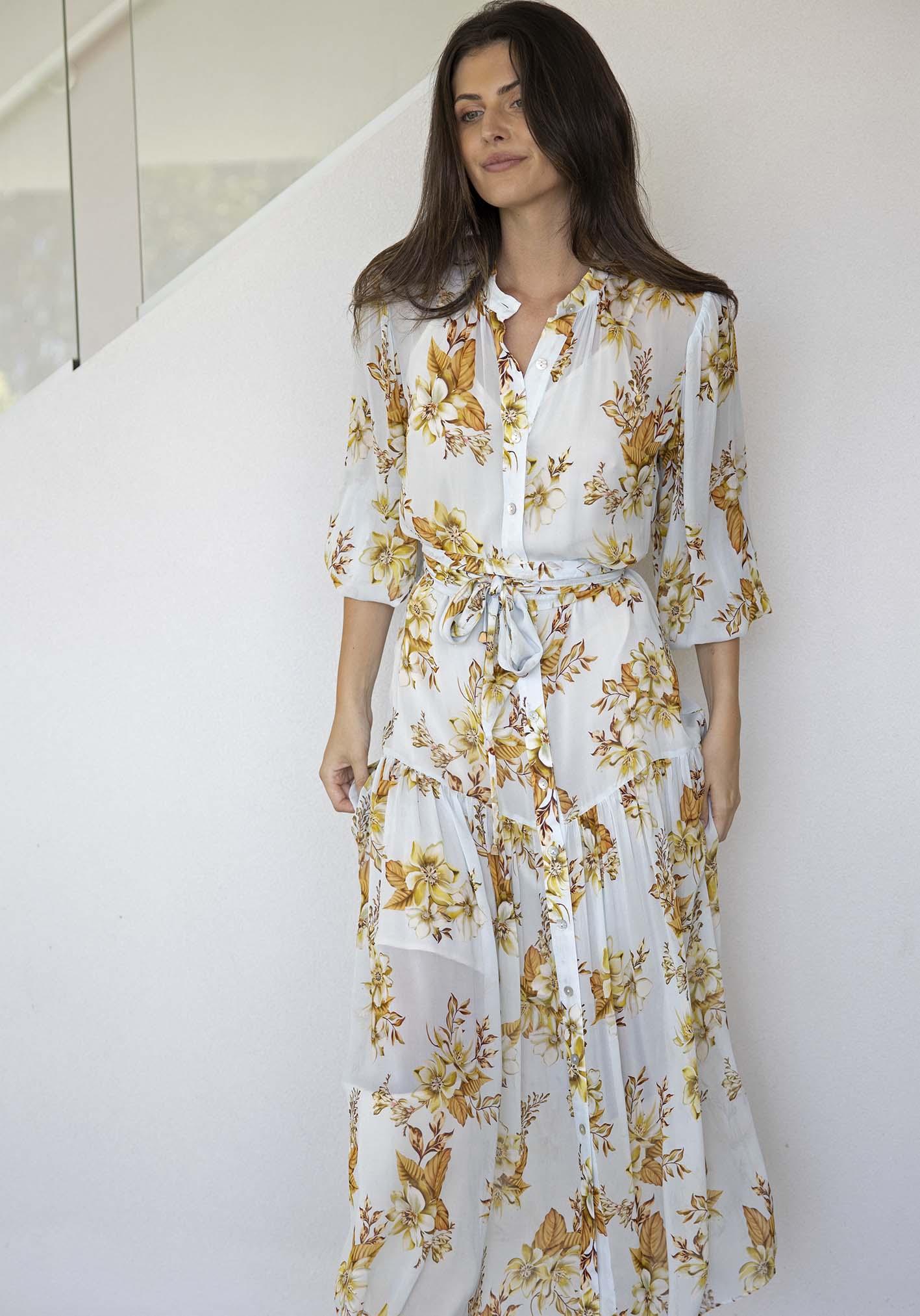 Illustration Floral Button Through Maxi Dress
